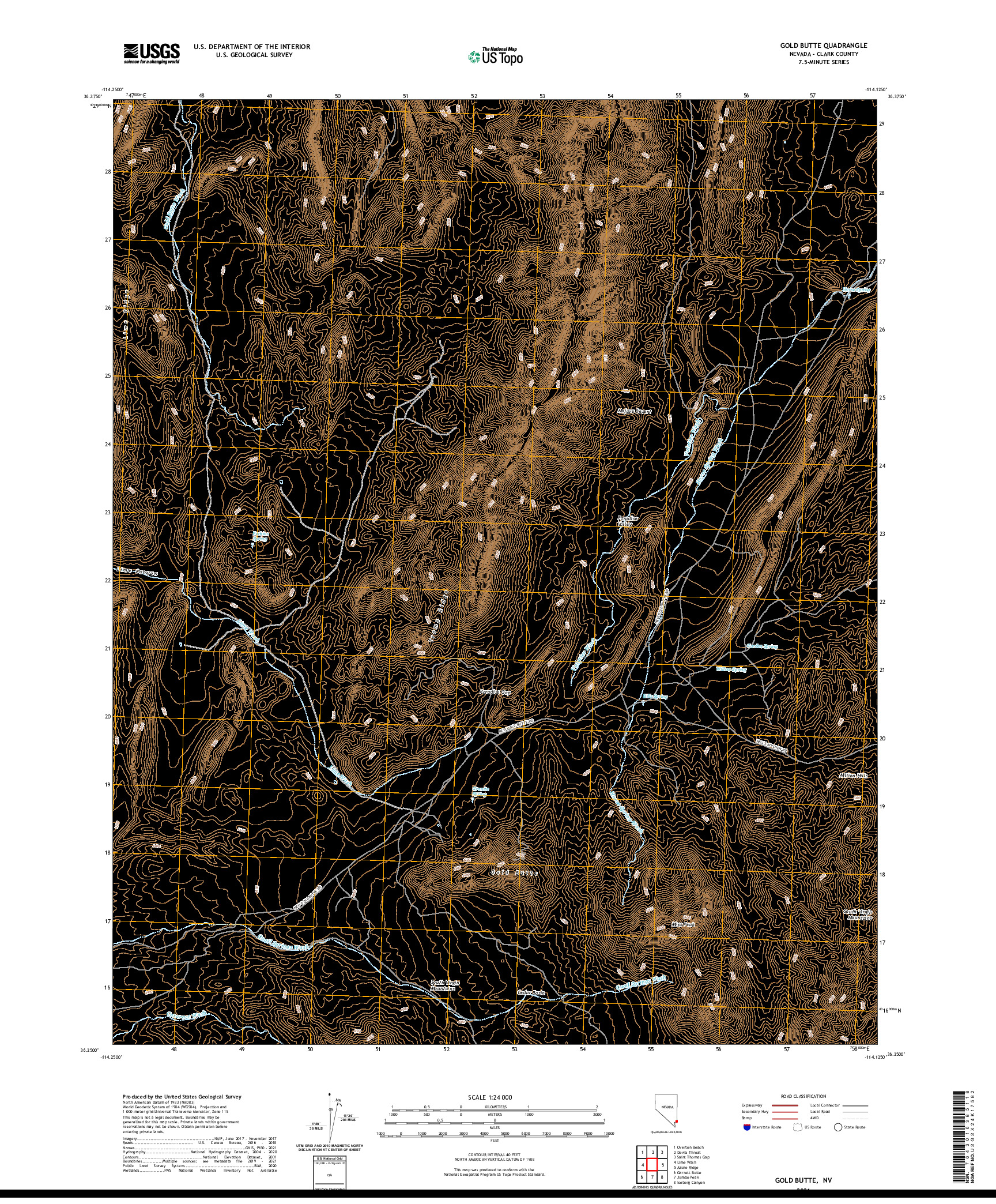 US TOPO 7.5-MINUTE MAP FOR GOLD BUTTE, NV