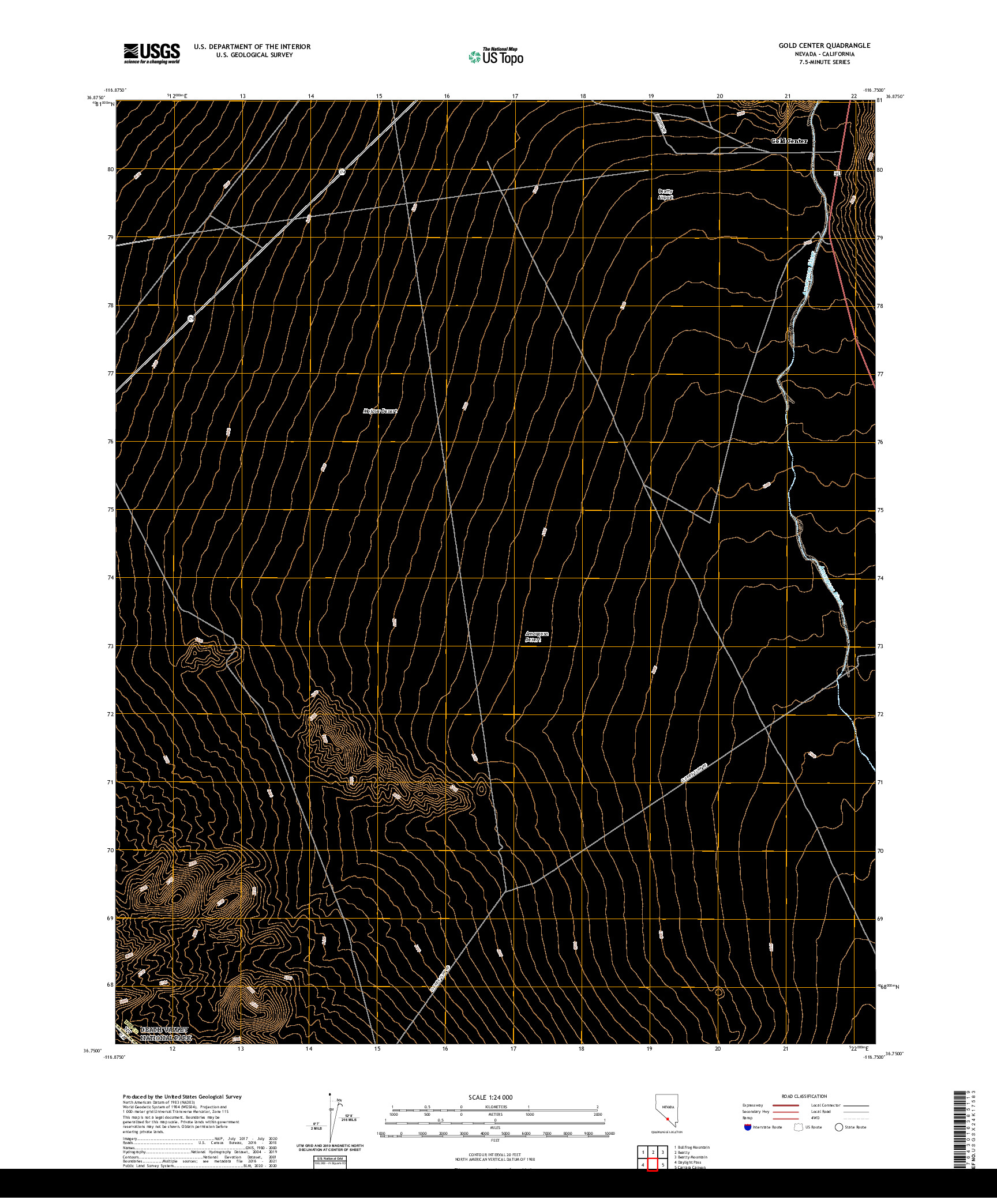 US TOPO 7.5-MINUTE MAP FOR GOLD CENTER, NV,CA