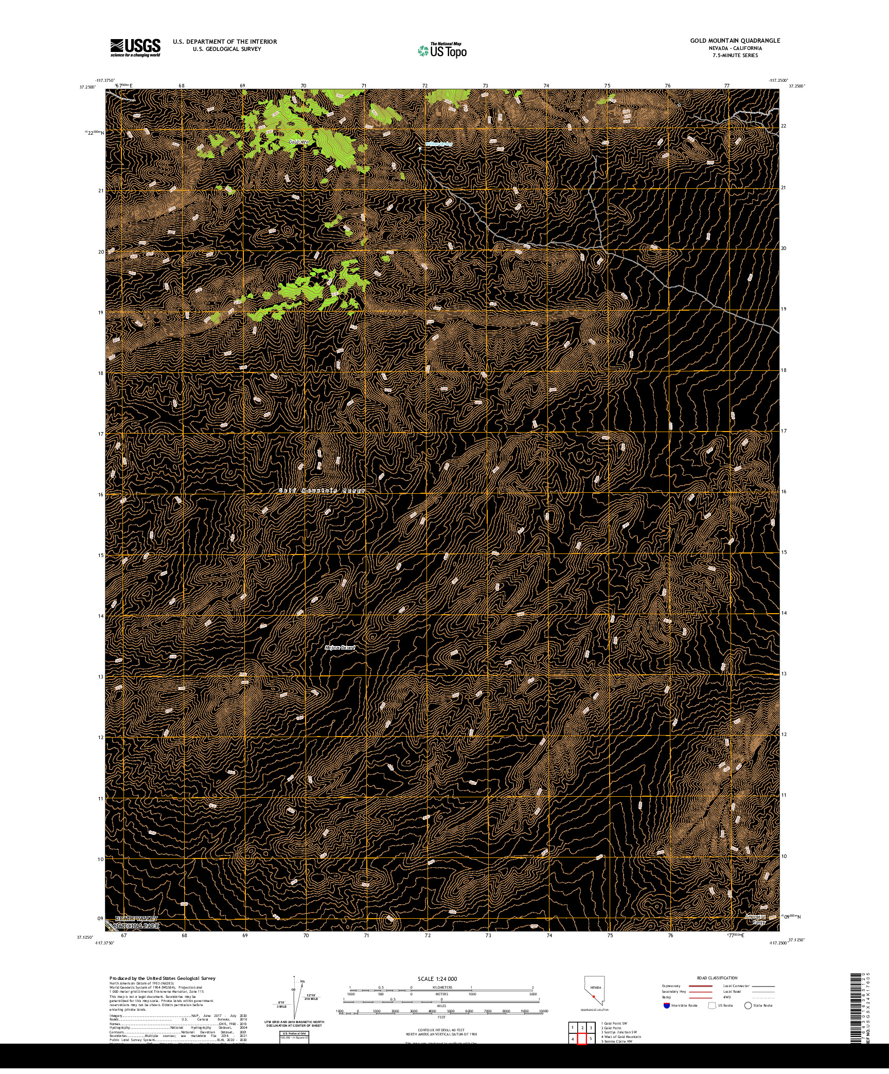 US TOPO 7.5-MINUTE MAP FOR GOLD MOUNTAIN, NV,CA