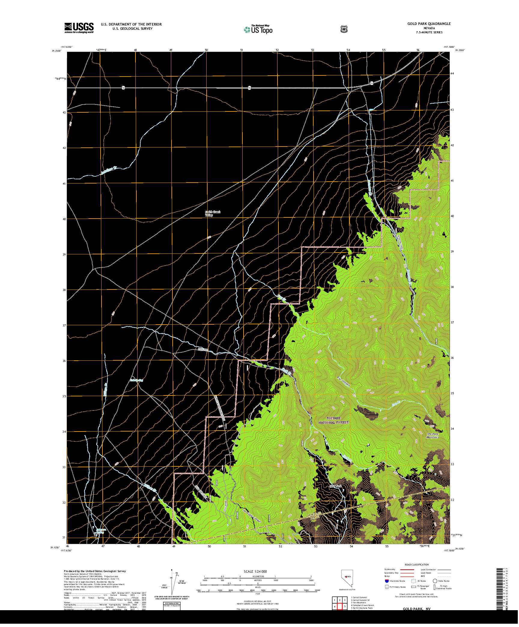 US TOPO 7.5-MINUTE MAP FOR GOLD PARK, NV