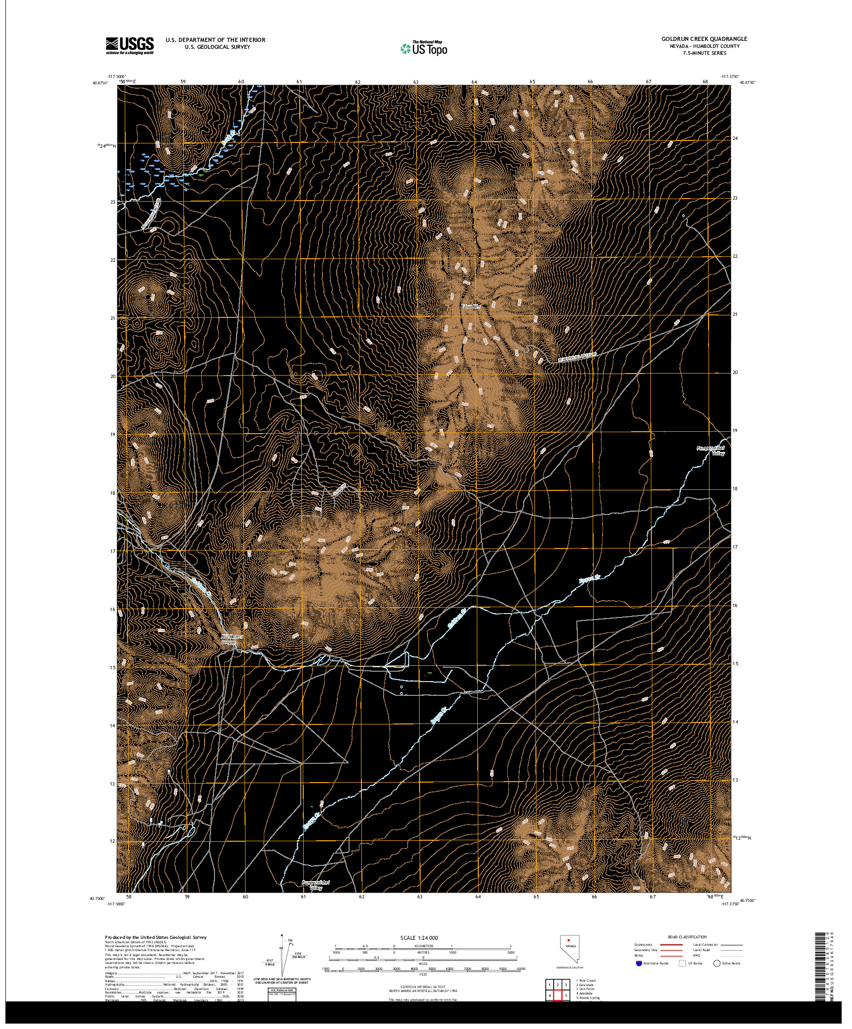 US TOPO 7.5-MINUTE MAP FOR GOLDRUN CREEK, NV