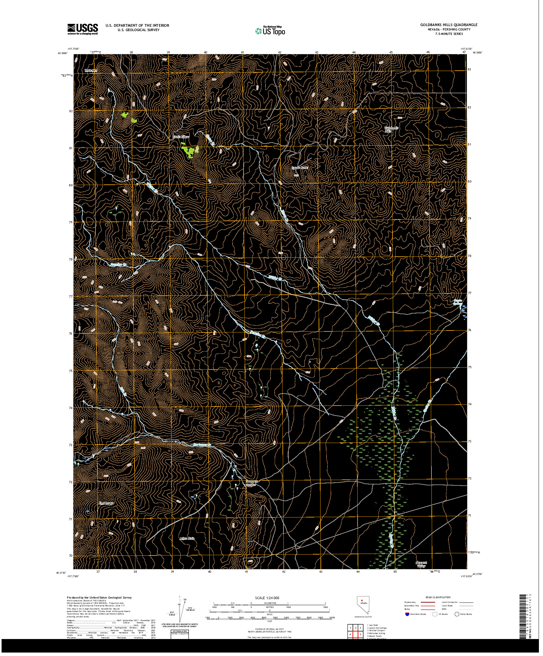 US TOPO 7.5-MINUTE MAP FOR GOLDBANKS HILLS, NV