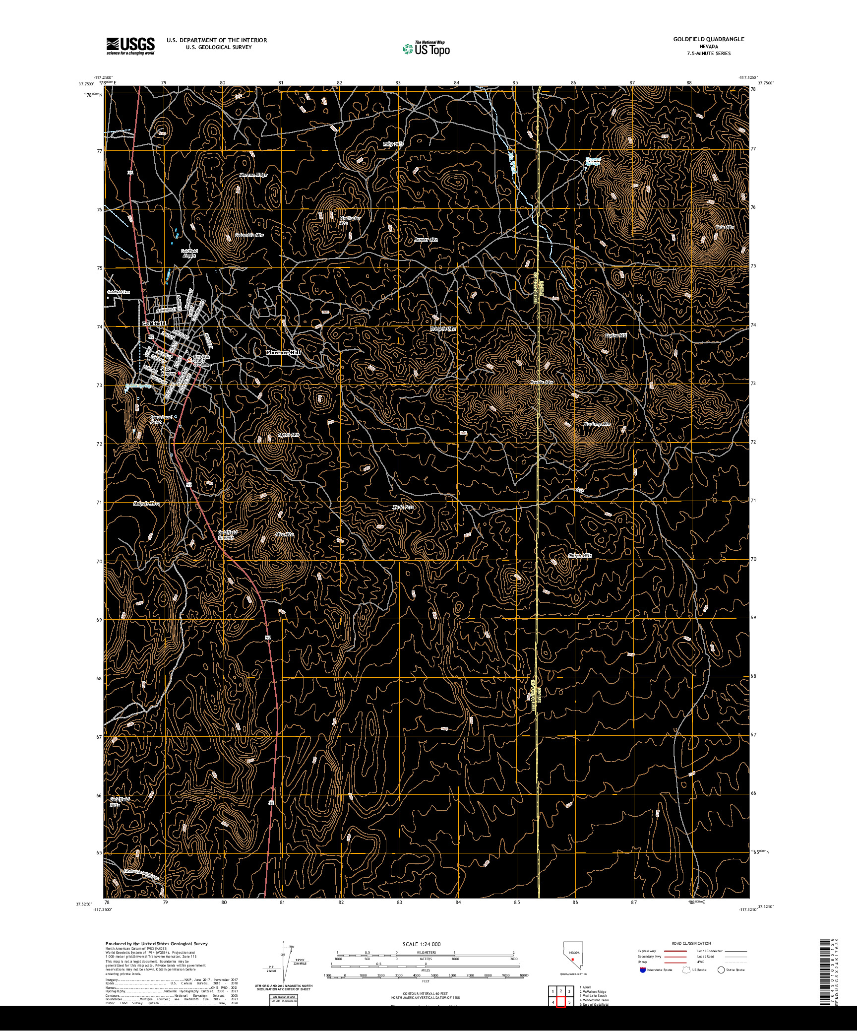 US TOPO 7.5-MINUTE MAP FOR GOLDFIELD, NV