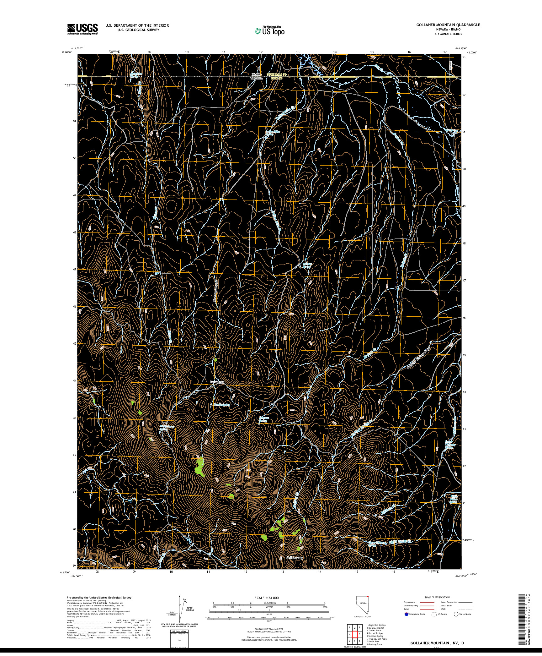 US TOPO 7.5-MINUTE MAP FOR GOLLAHER MOUNTAIN, NV,ID