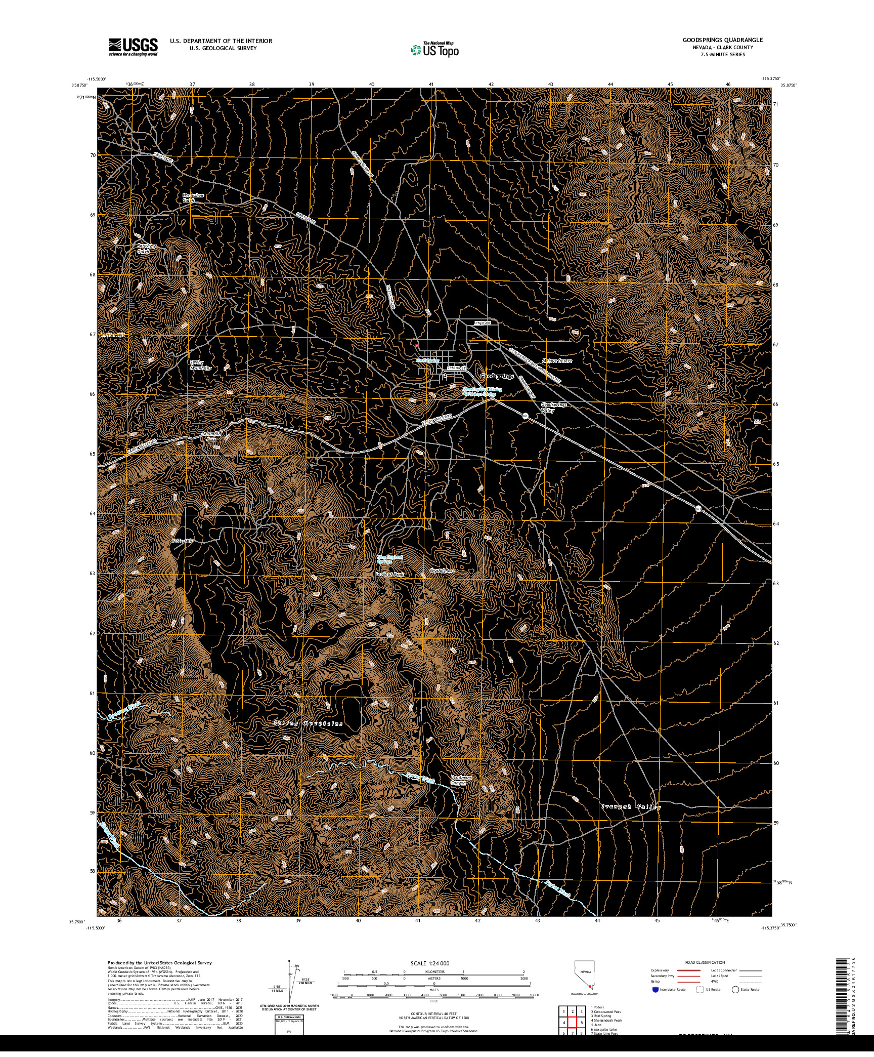 US TOPO 7.5-MINUTE MAP FOR GOODSPRINGS, NV