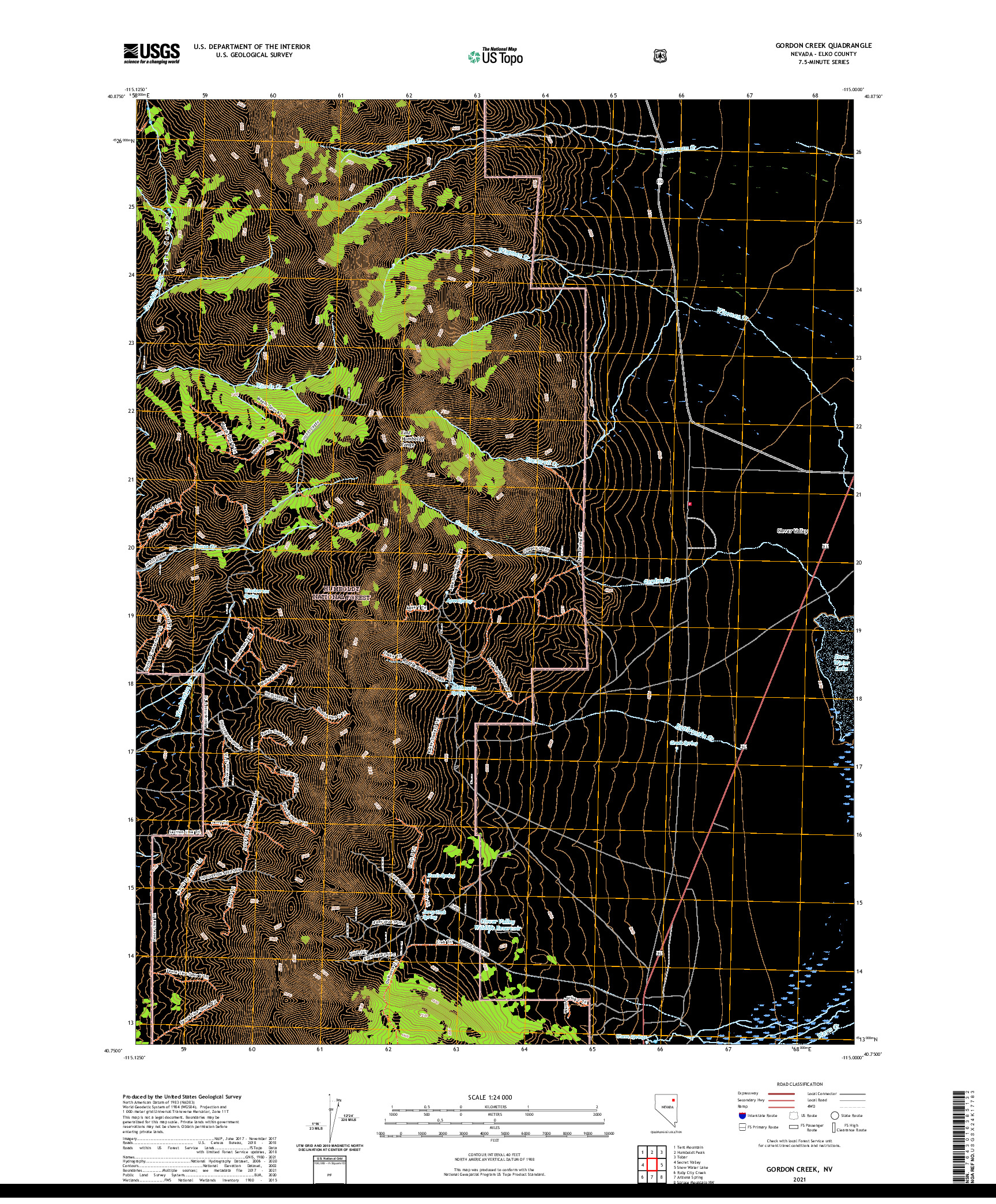 US TOPO 7.5-MINUTE MAP FOR GORDON CREEK, NV