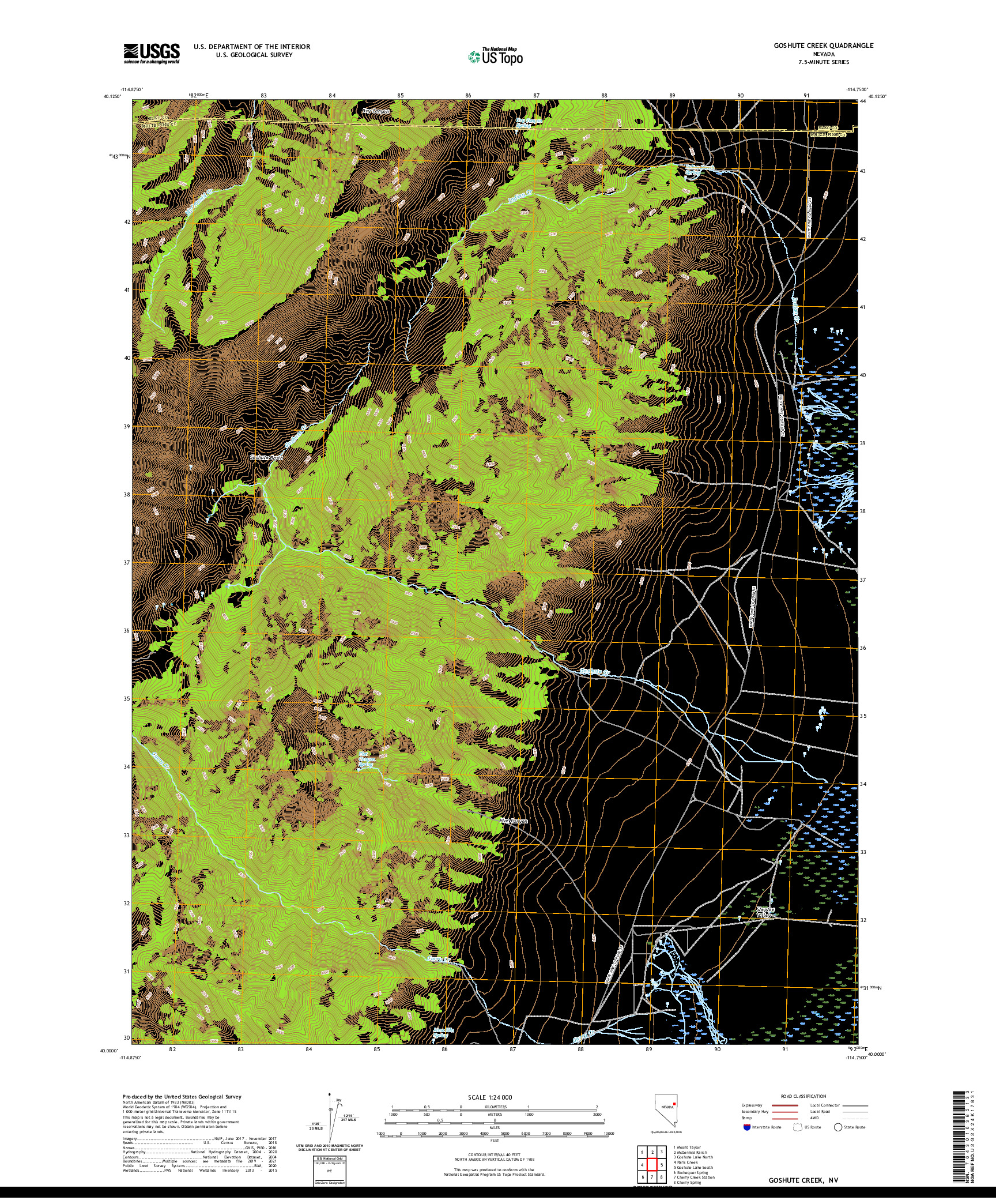 US TOPO 7.5-MINUTE MAP FOR GOSHUTE CREEK, NV