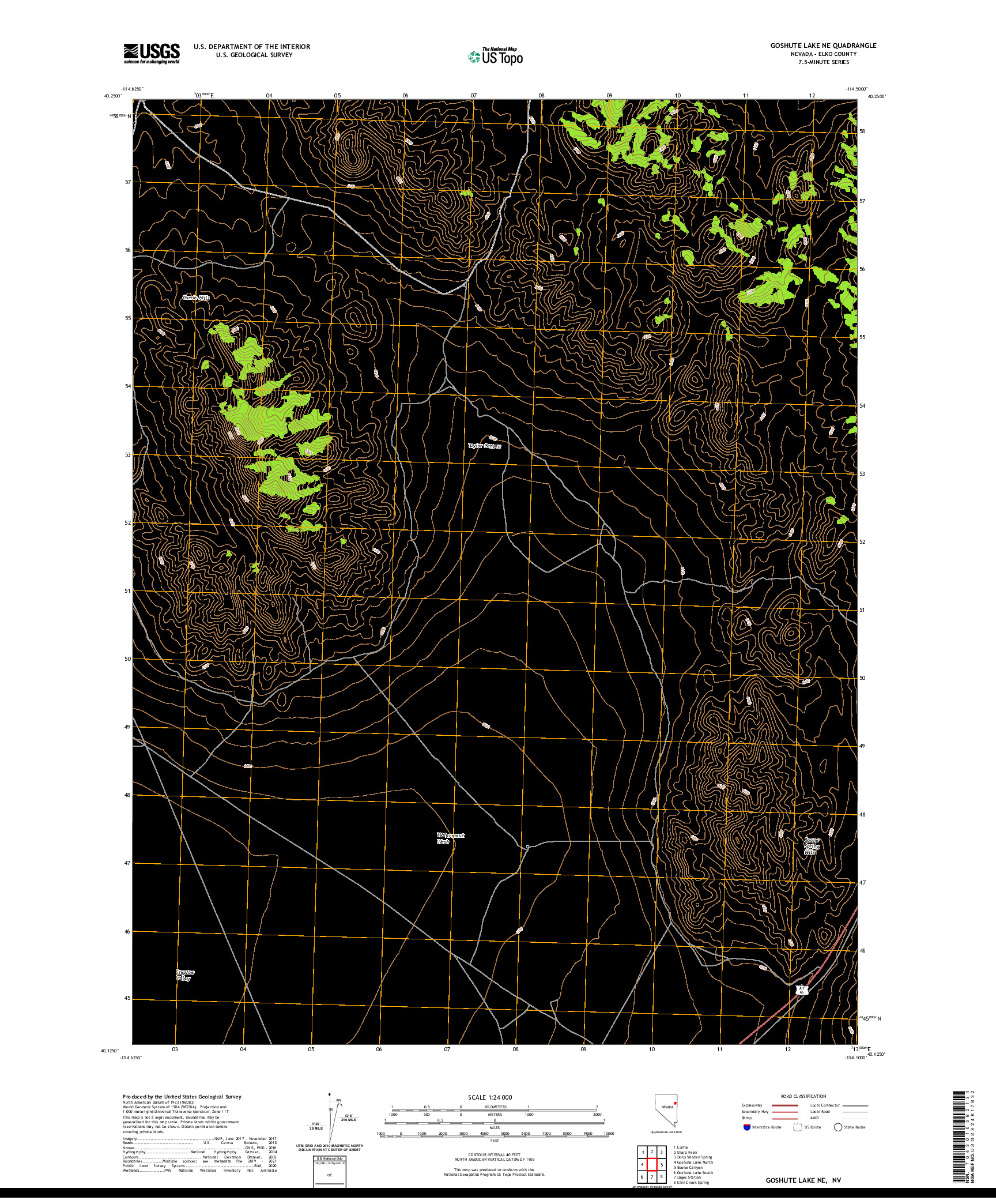 US TOPO 7.5-MINUTE MAP FOR GOSHUTE LAKE NE, NV