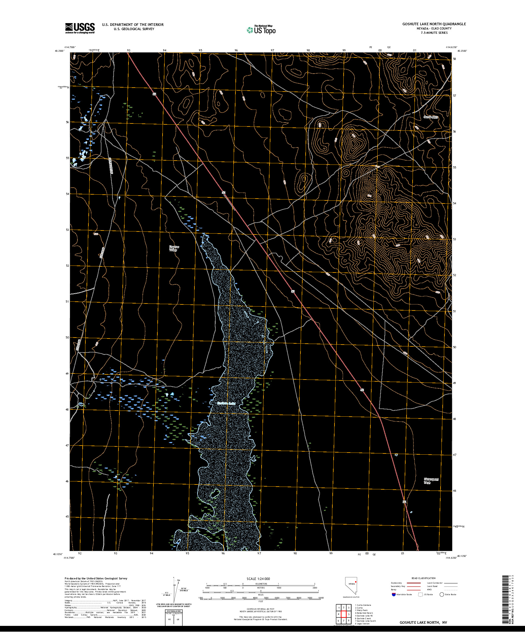 US TOPO 7.5-MINUTE MAP FOR GOSHUTE LAKE NORTH, NV