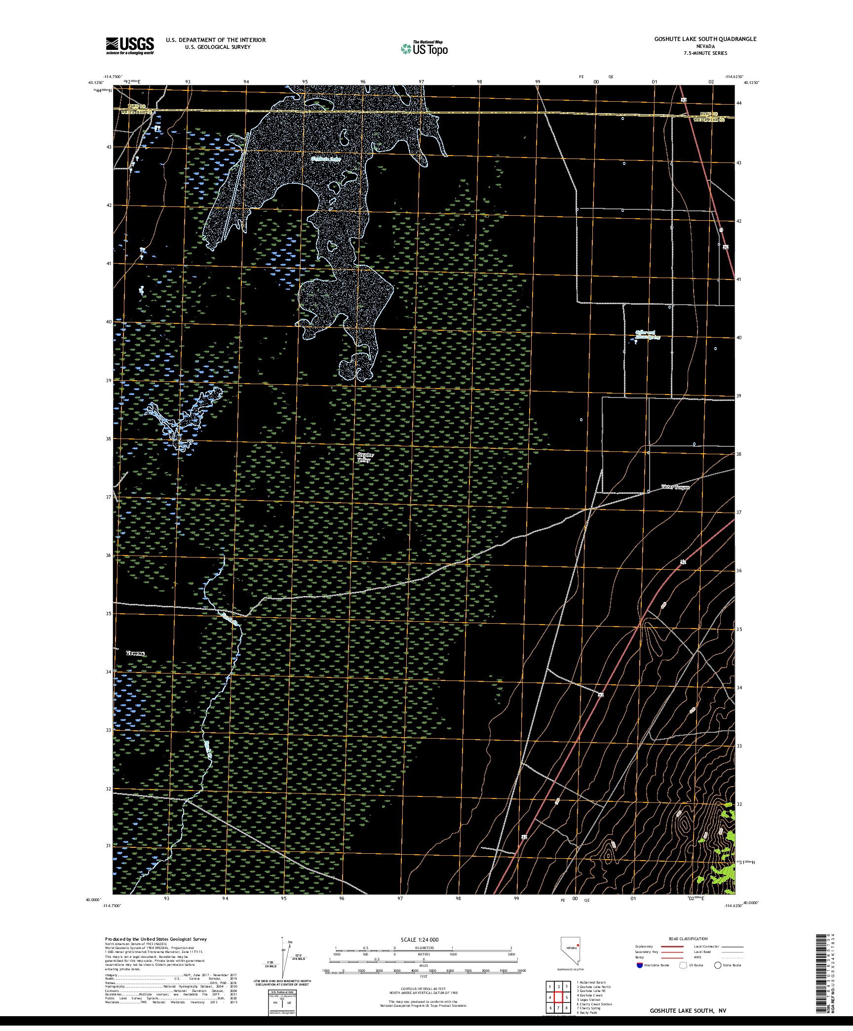US TOPO 7.5-MINUTE MAP FOR GOSHUTE LAKE SOUTH, NV