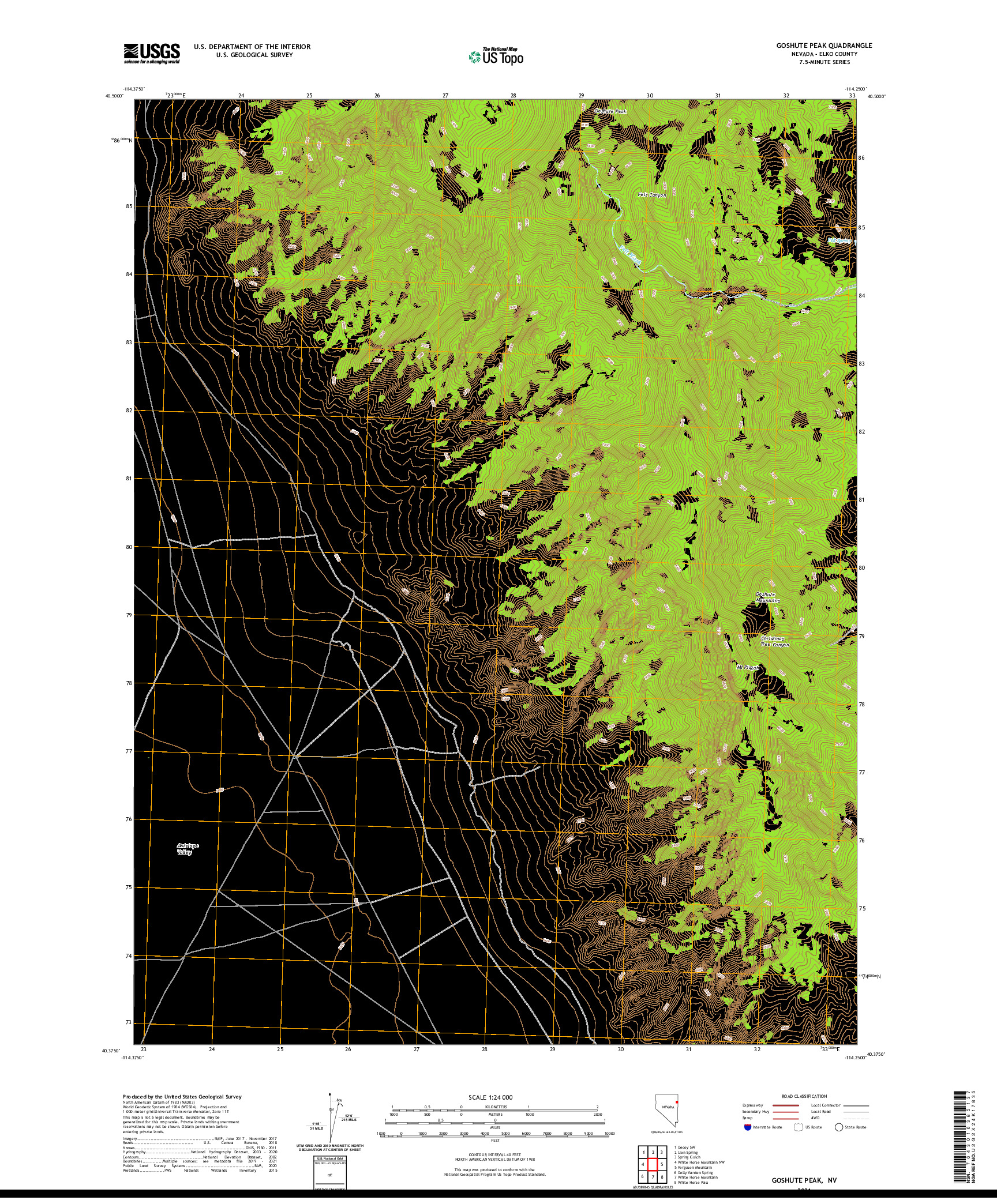 US TOPO 7.5-MINUTE MAP FOR GOSHUTE PEAK, NV