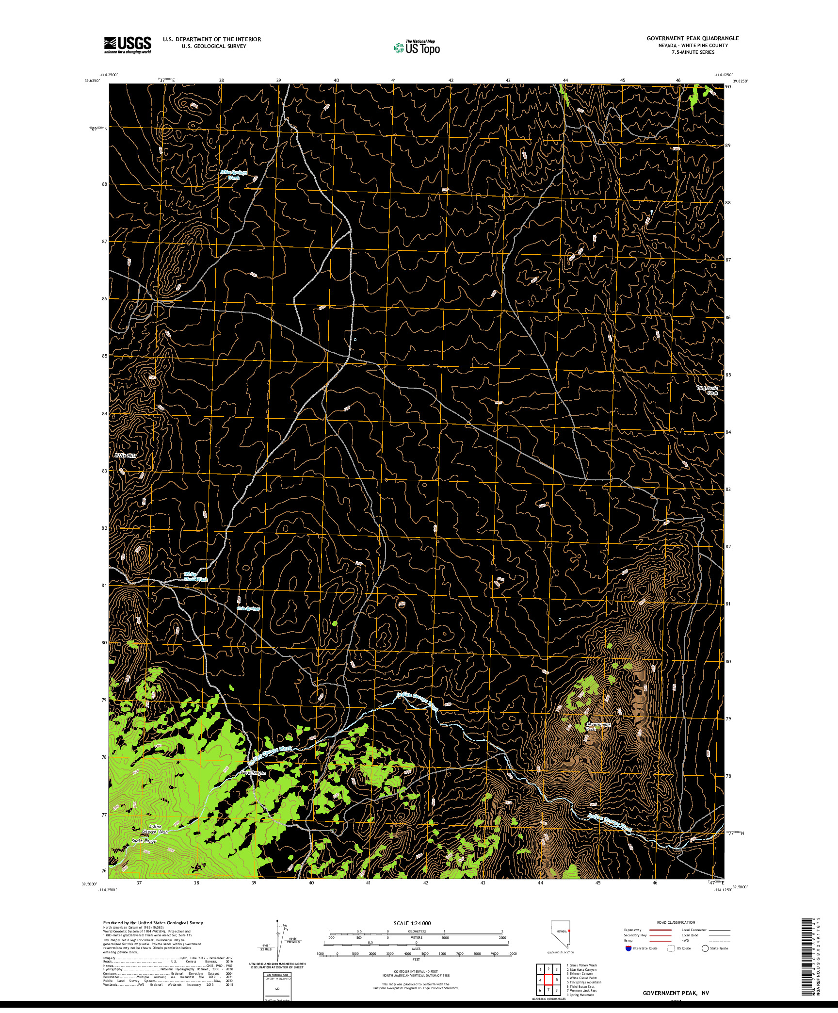 US TOPO 7.5-MINUTE MAP FOR GOVERNMENT PEAK, NV