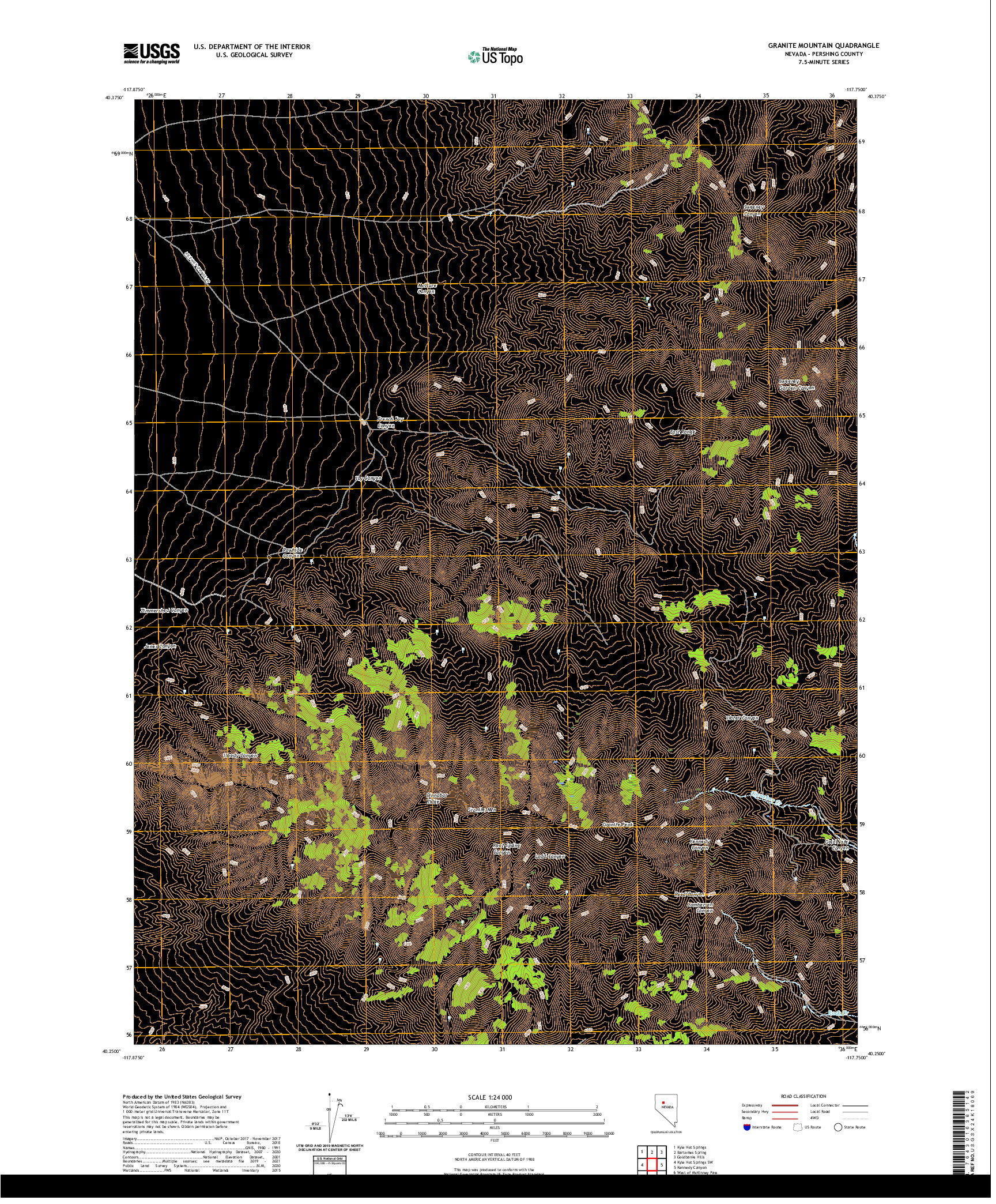 US TOPO 7.5-MINUTE MAP FOR GRANITE MOUNTAIN, NV