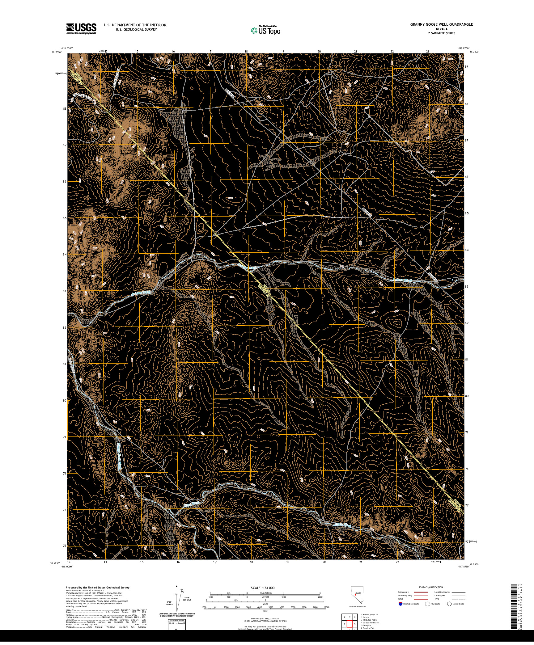 US TOPO 7.5-MINUTE MAP FOR GRANNY GOOSE WELL, NV