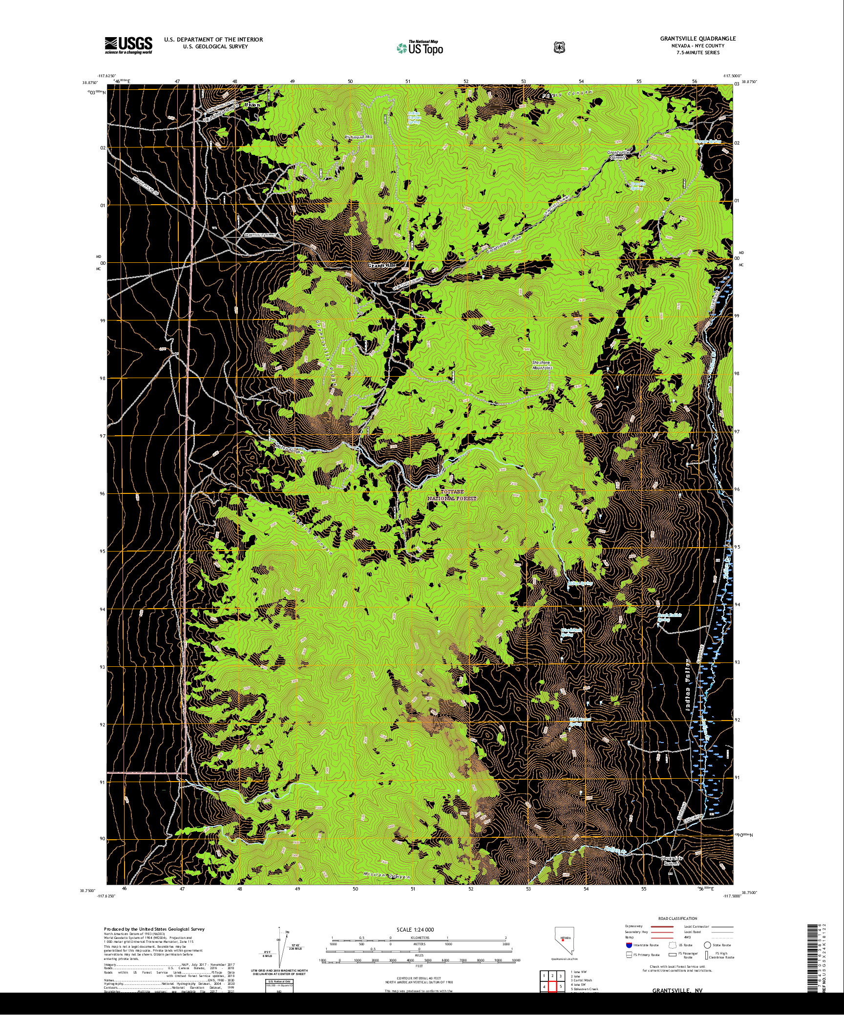 US TOPO 7.5-MINUTE MAP FOR GRANTSVILLE, NV