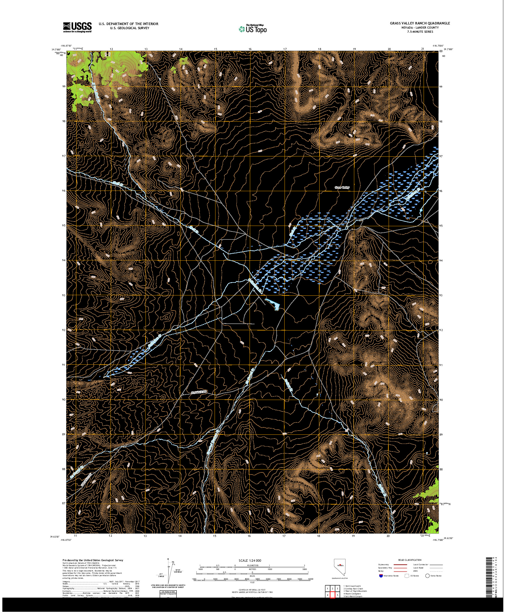 US TOPO 7.5-MINUTE MAP FOR GRASS VALLEY RANCH, NV