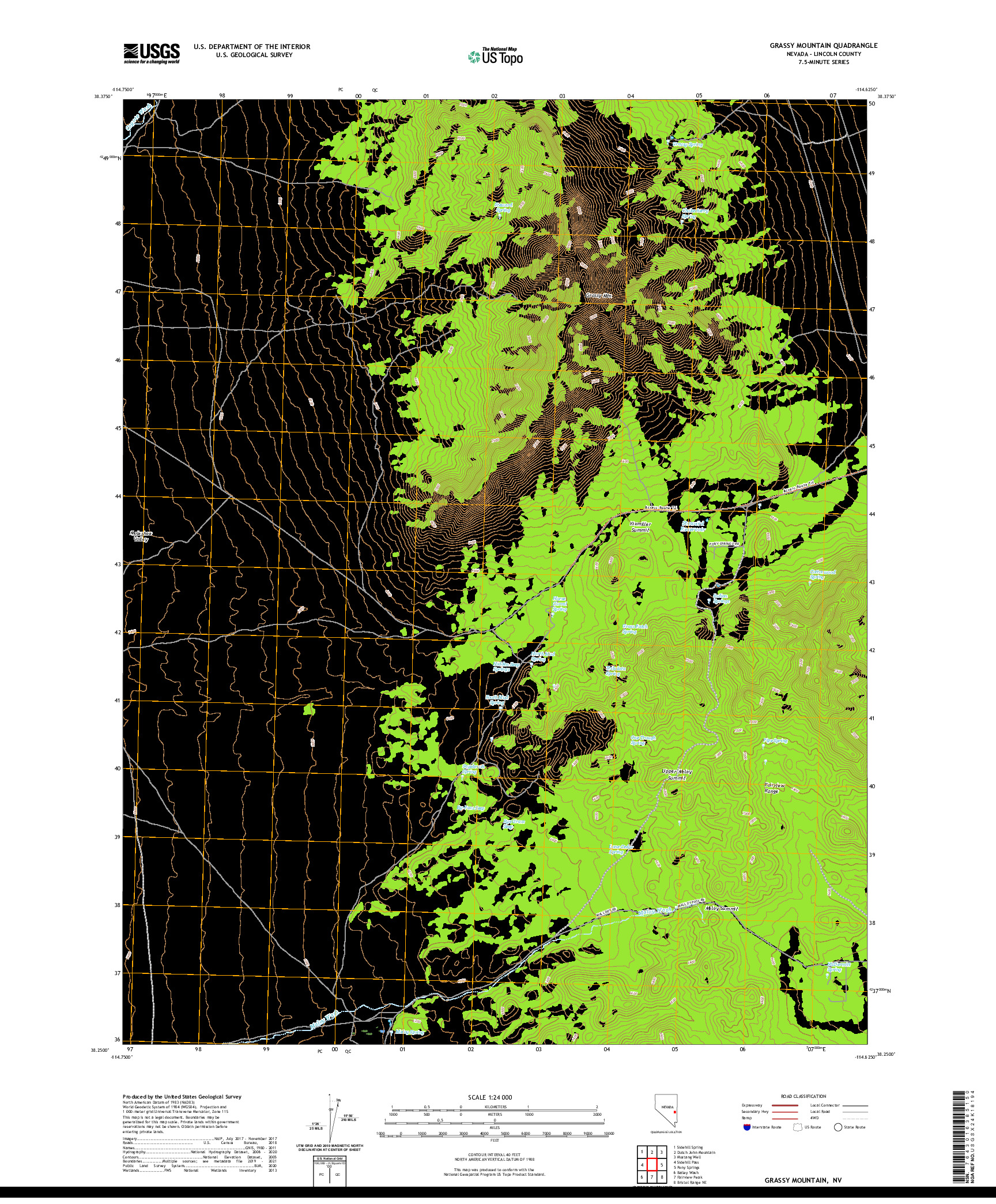 US TOPO 7.5-MINUTE MAP FOR GRASSY MOUNTAIN, NV