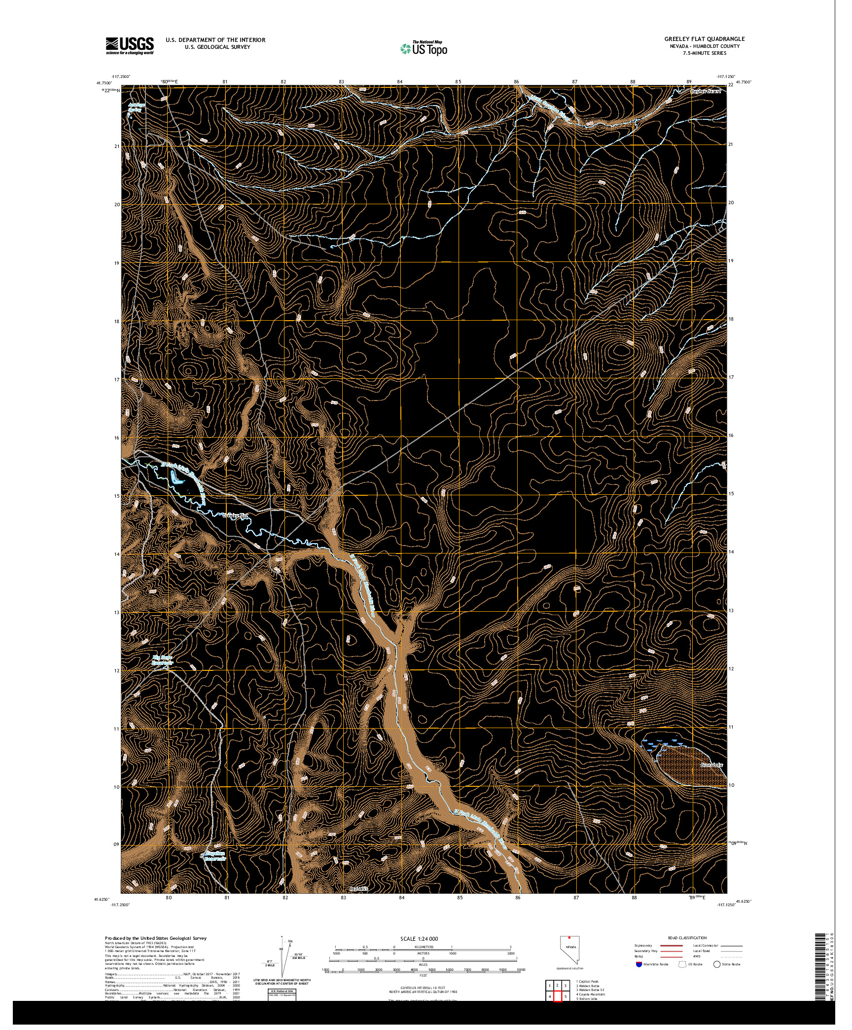 US TOPO 7.5-MINUTE MAP FOR GREELEY FLAT, NV