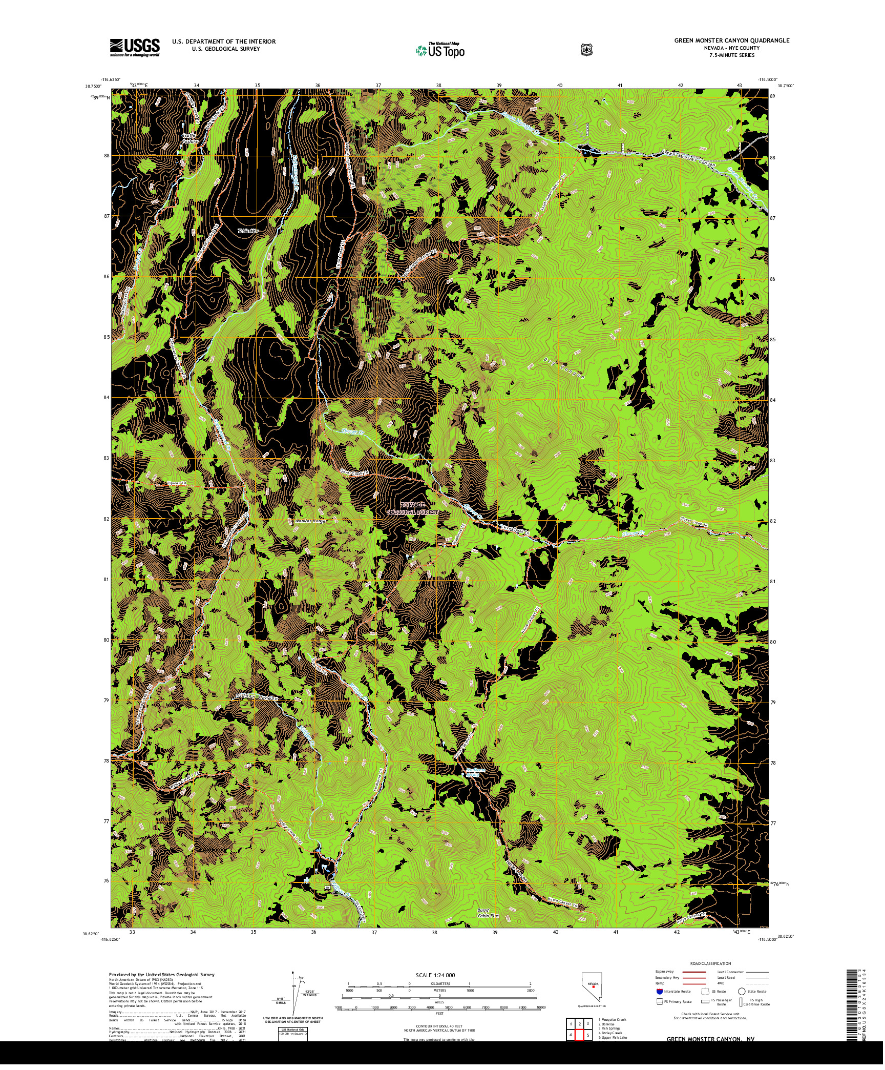 US TOPO 7.5-MINUTE MAP FOR GREEN MONSTER CANYON, NV