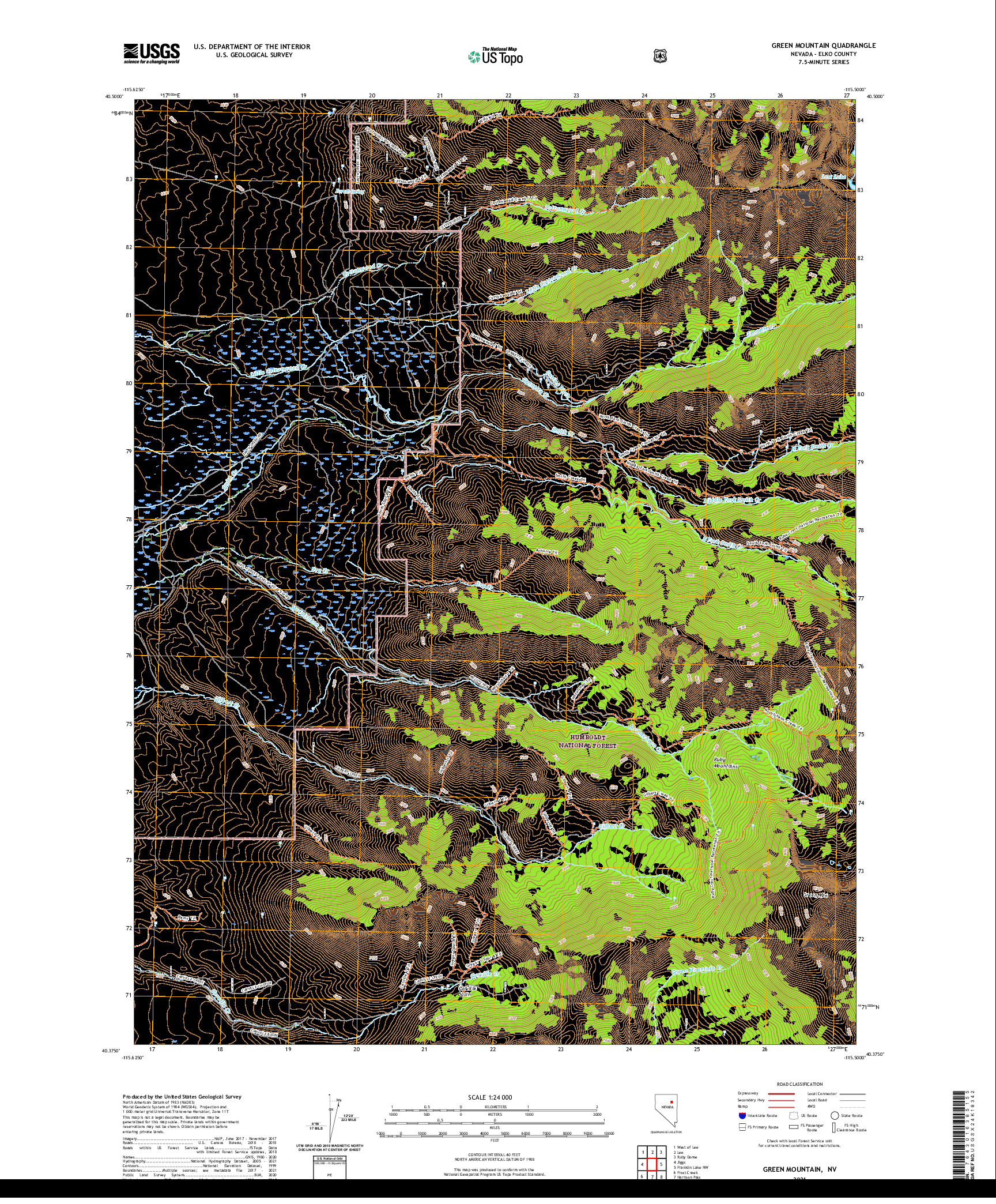 US TOPO 7.5-MINUTE MAP FOR GREEN MOUNTAIN, NV