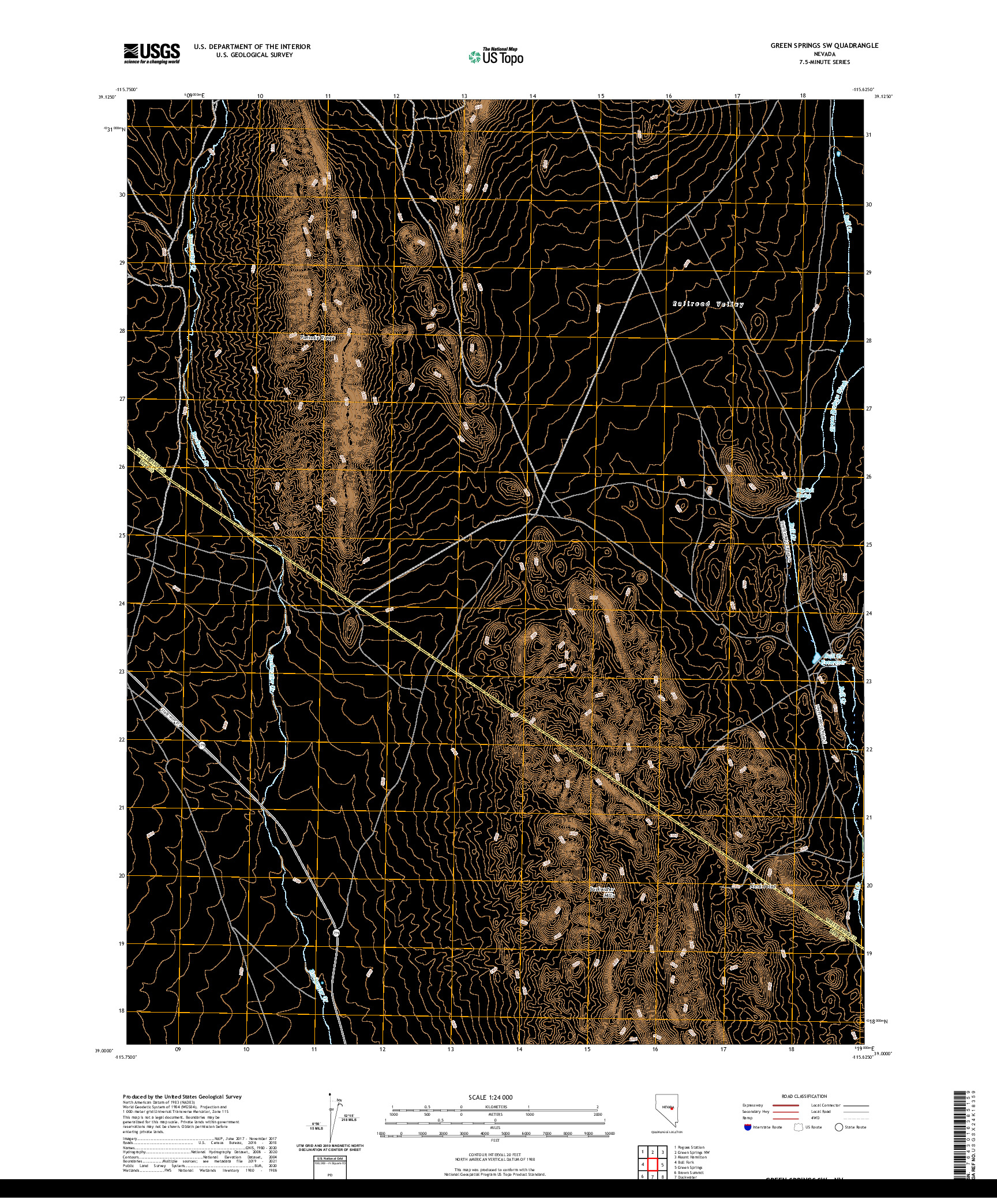 US TOPO 7.5-MINUTE MAP FOR GREEN SPRINGS SW, NV