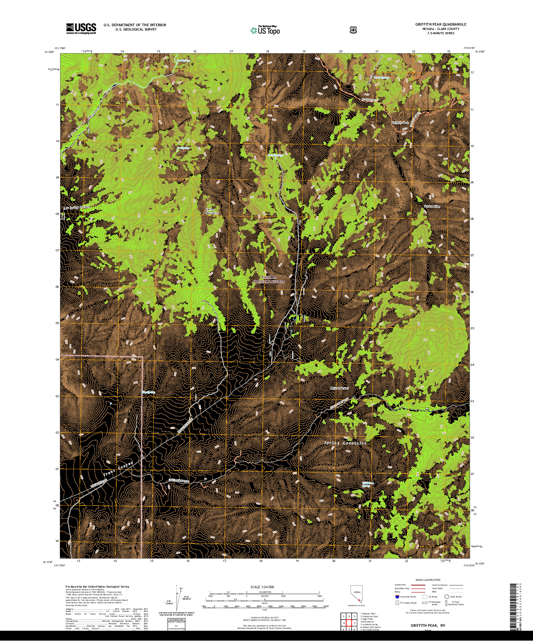 US TOPO 7.5-MINUTE MAP FOR GRIFFITH PEAK, NV