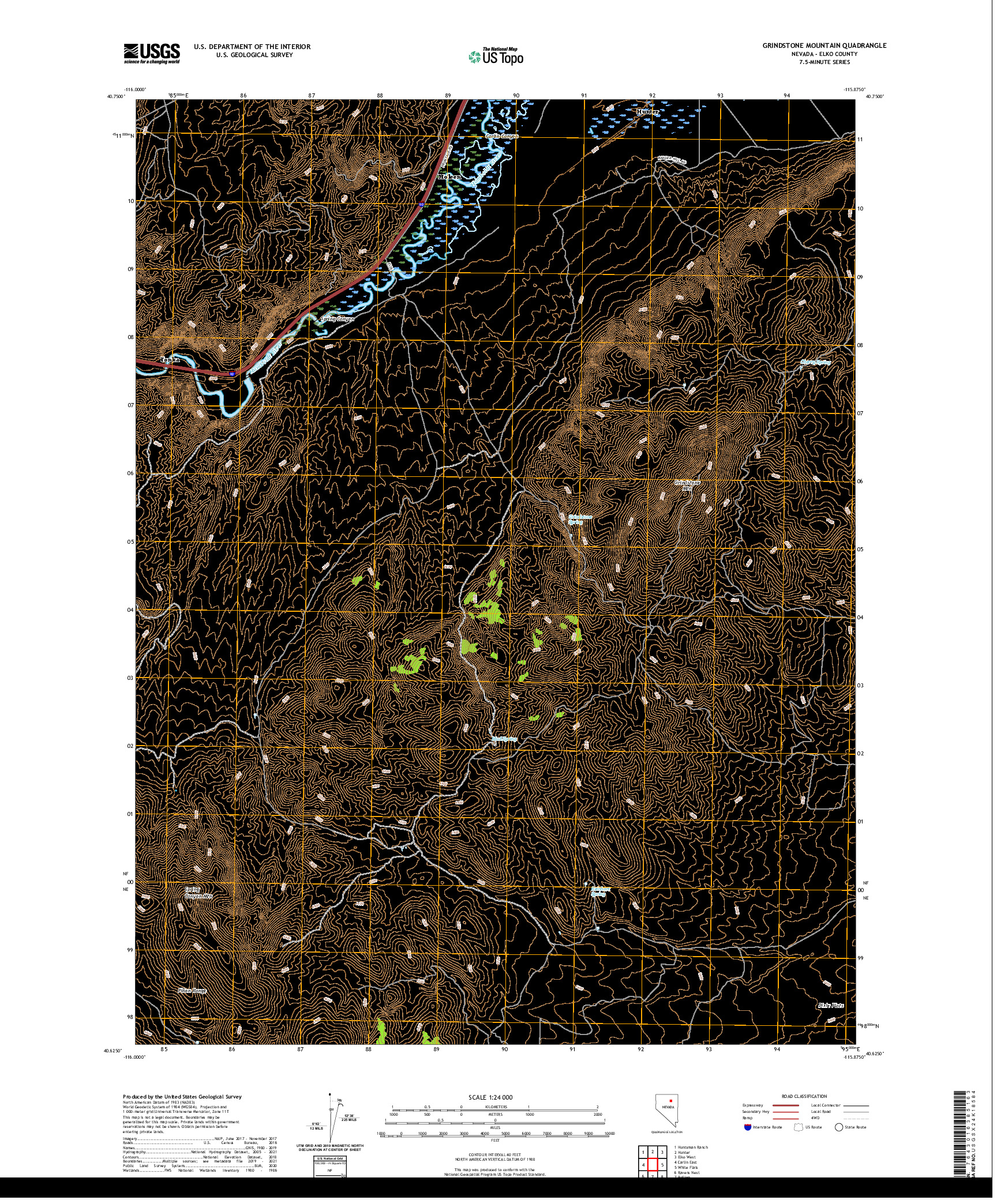 US TOPO 7.5-MINUTE MAP FOR GRINDSTONE MOUNTAIN, NV