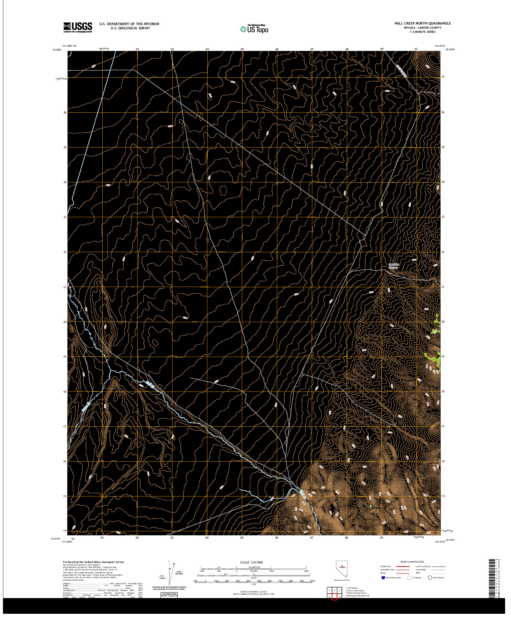 US TOPO 7.5-MINUTE MAP FOR HALL CREEK NORTH, NV