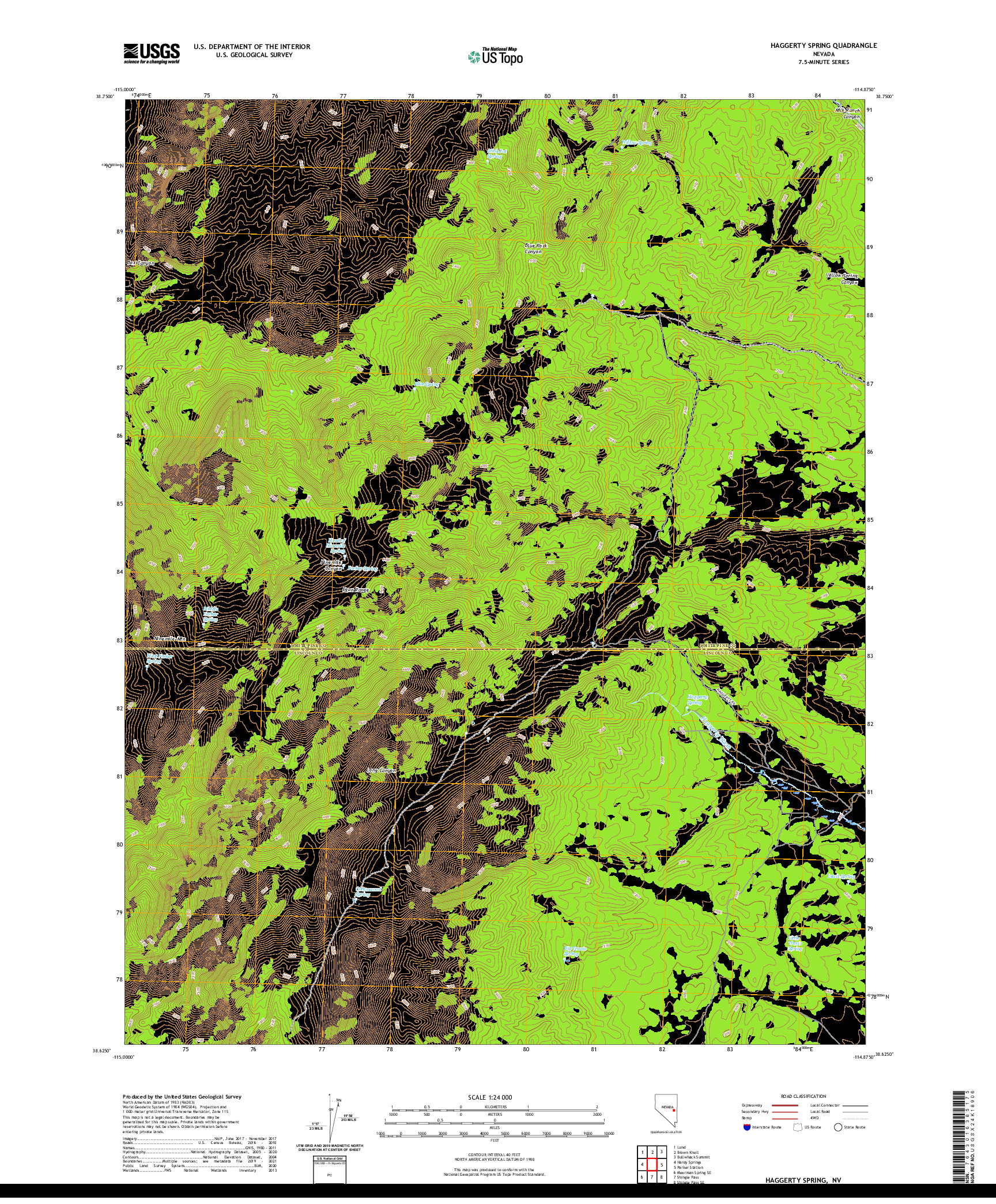 US TOPO 7.5-MINUTE MAP FOR HAGGERTY SPRING, NV