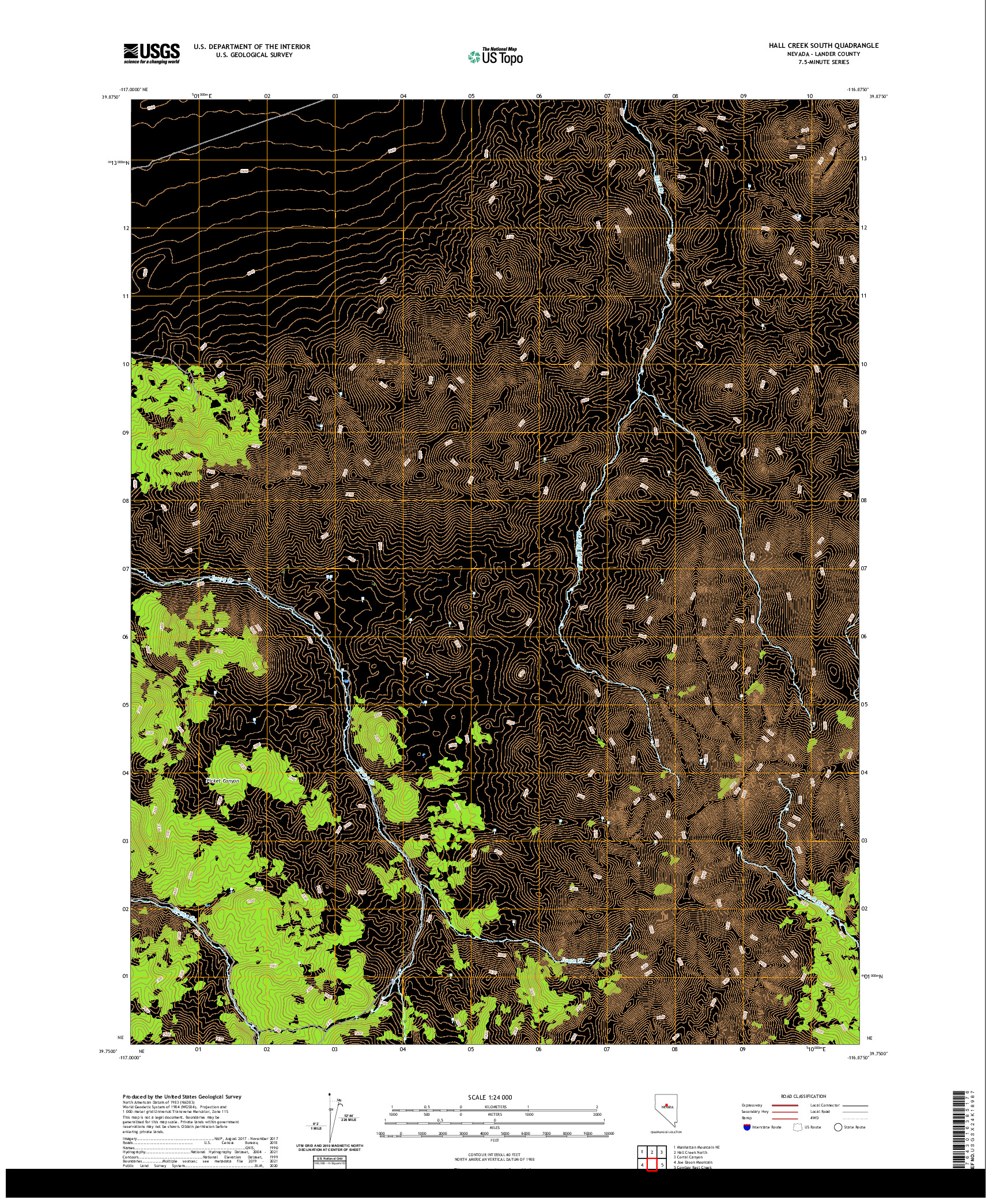 US TOPO 7.5-MINUTE MAP FOR HALL CREEK SOUTH, NV