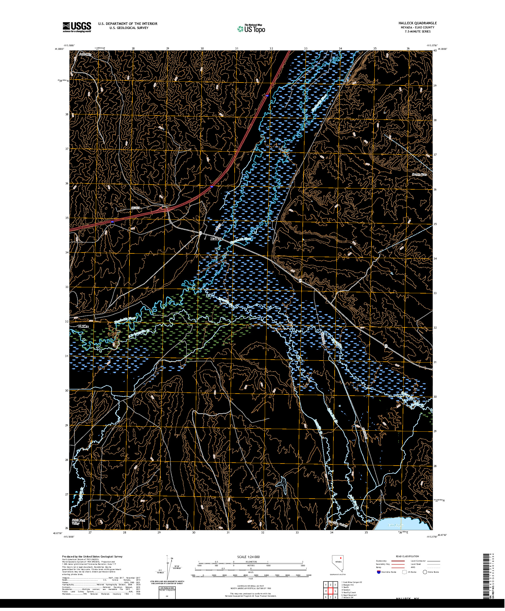 US TOPO 7.5-MINUTE MAP FOR HALLECK, NV