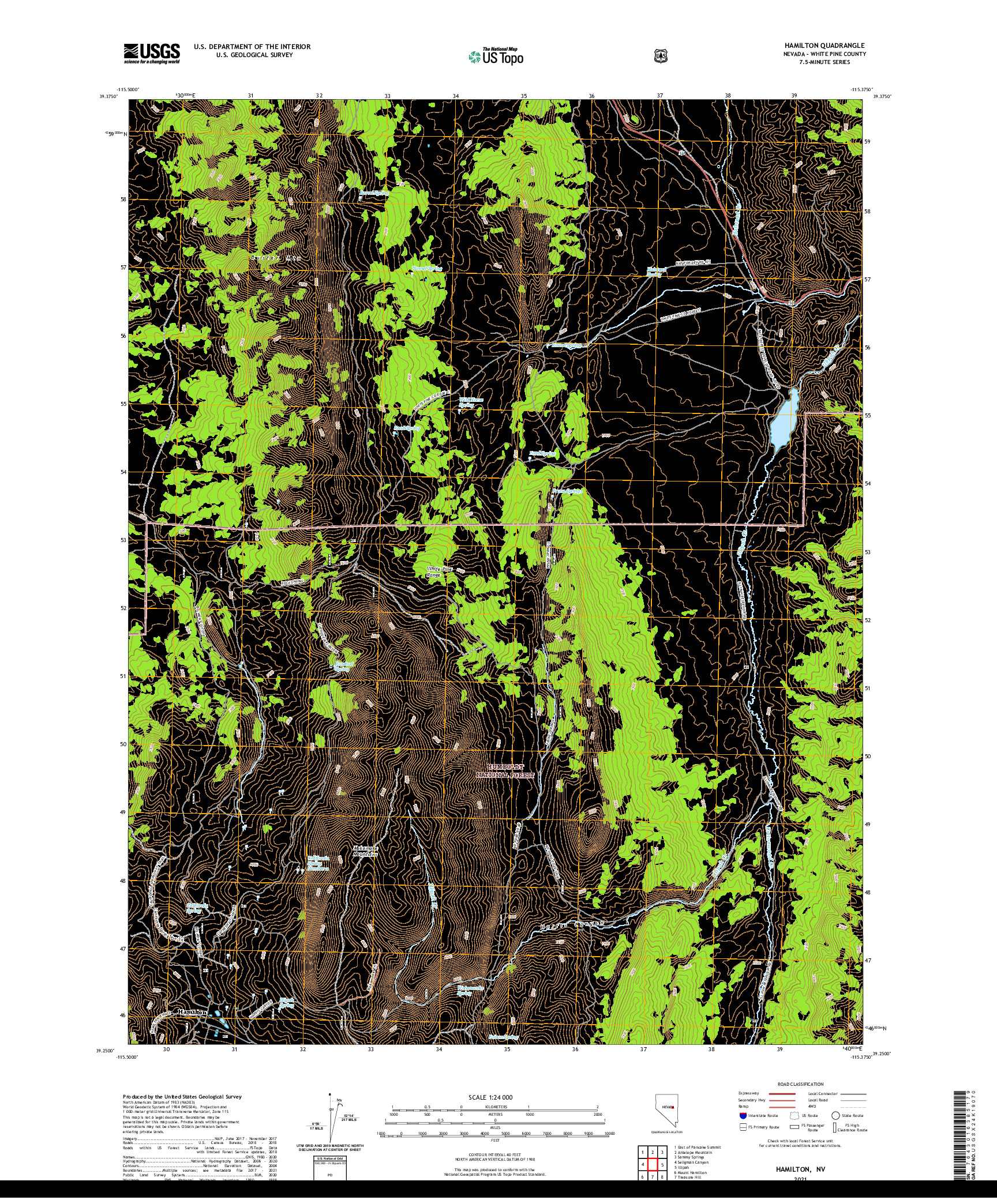 US TOPO 7.5-MINUTE MAP FOR HAMILTON, NV