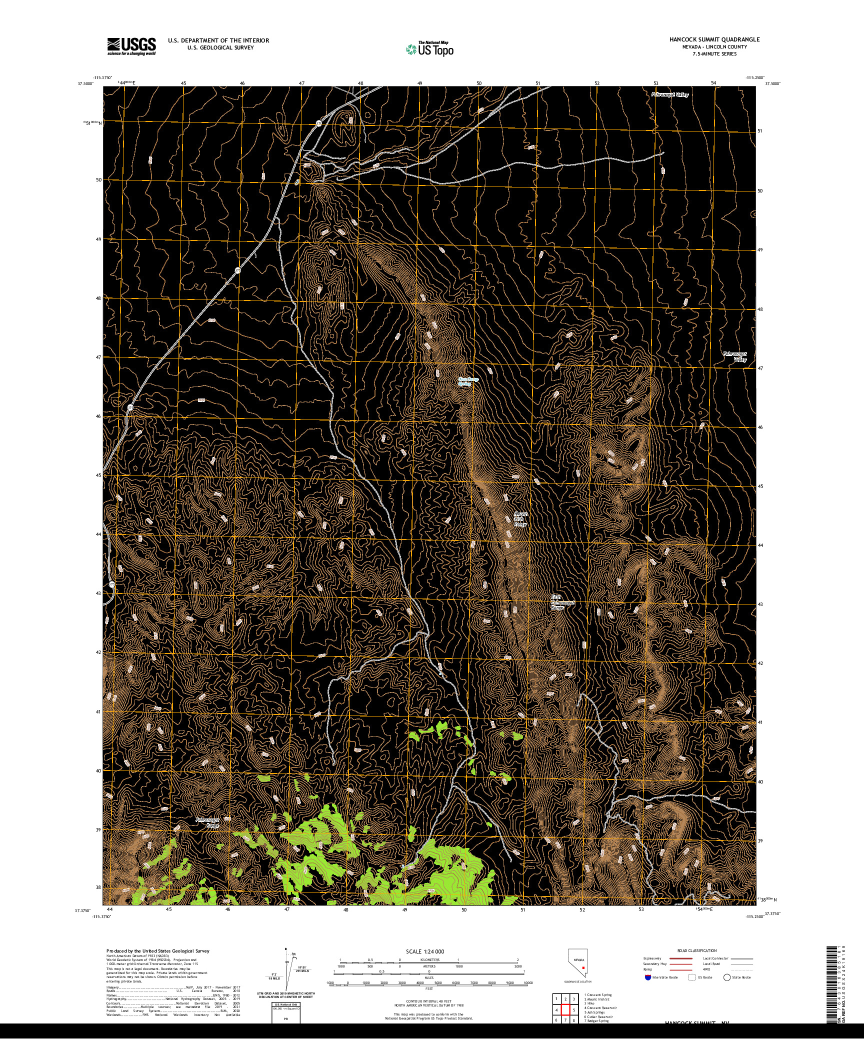 US TOPO 7.5-MINUTE MAP FOR HANCOCK SUMMIT, NV