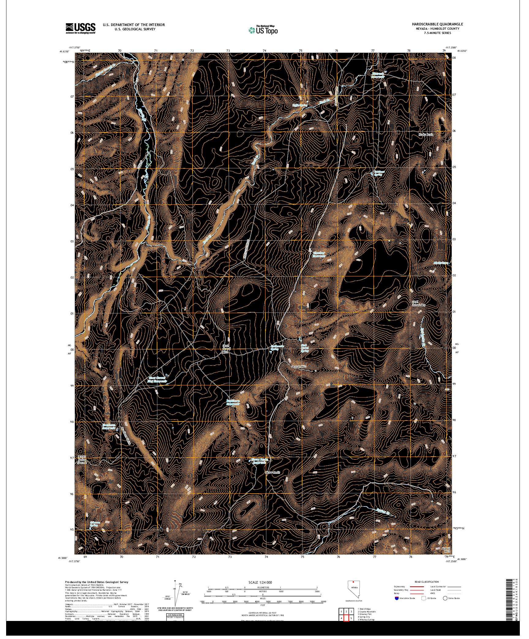 US TOPO 7.5-MINUTE MAP FOR HARDSCRABBLE, NV