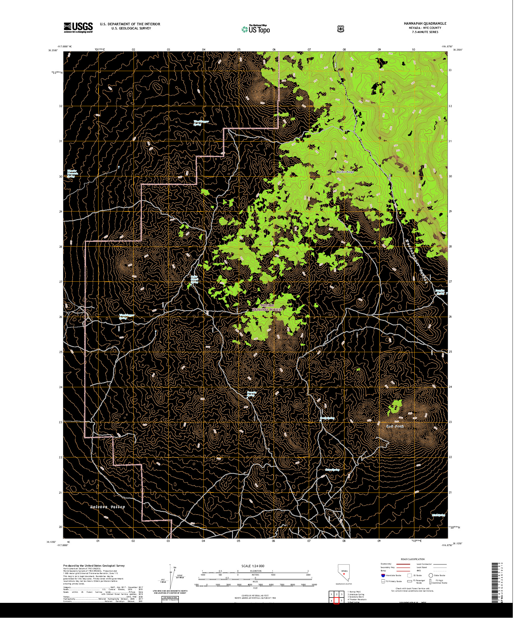 US TOPO 7.5-MINUTE MAP FOR HANNAPAH, NV