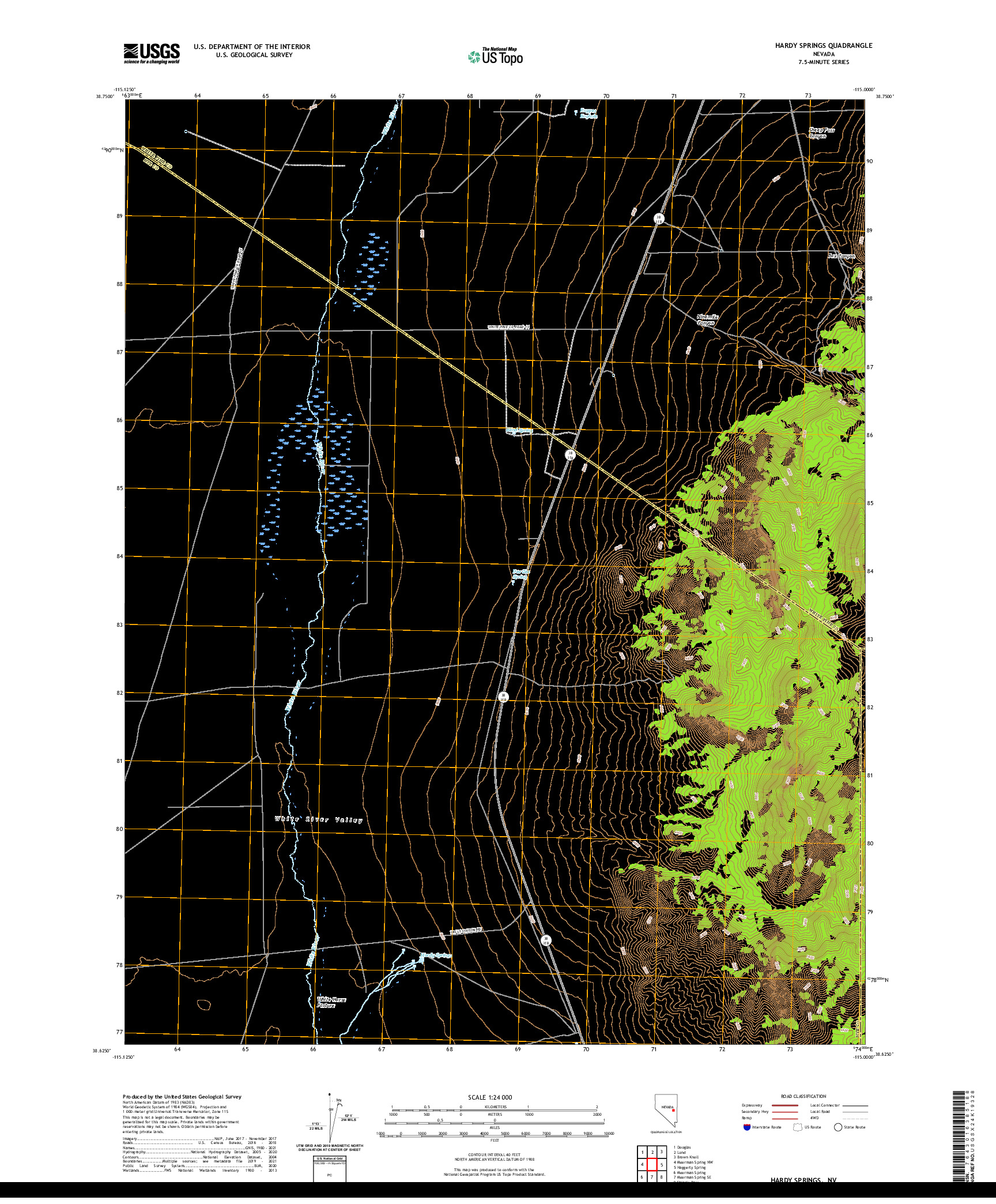 US TOPO 7.5-MINUTE MAP FOR HARDY SPRINGS, NV