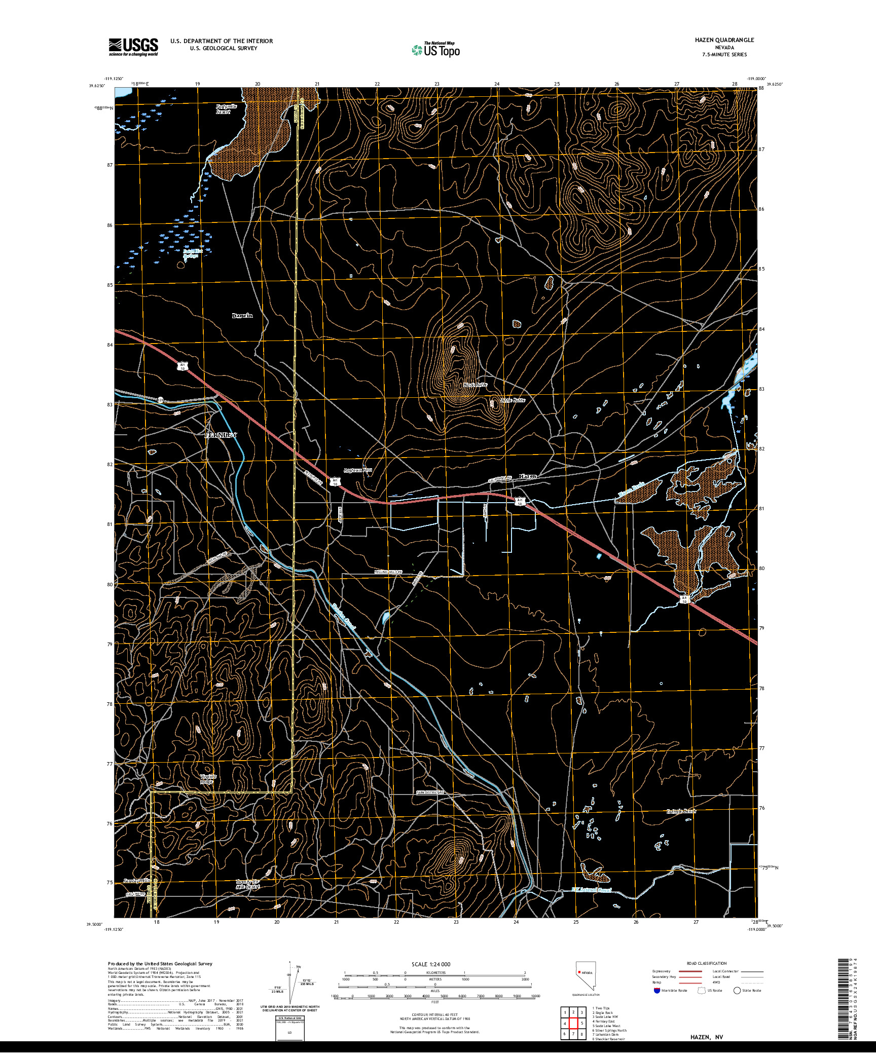 US TOPO 7.5-MINUTE MAP FOR HAZEN, NV