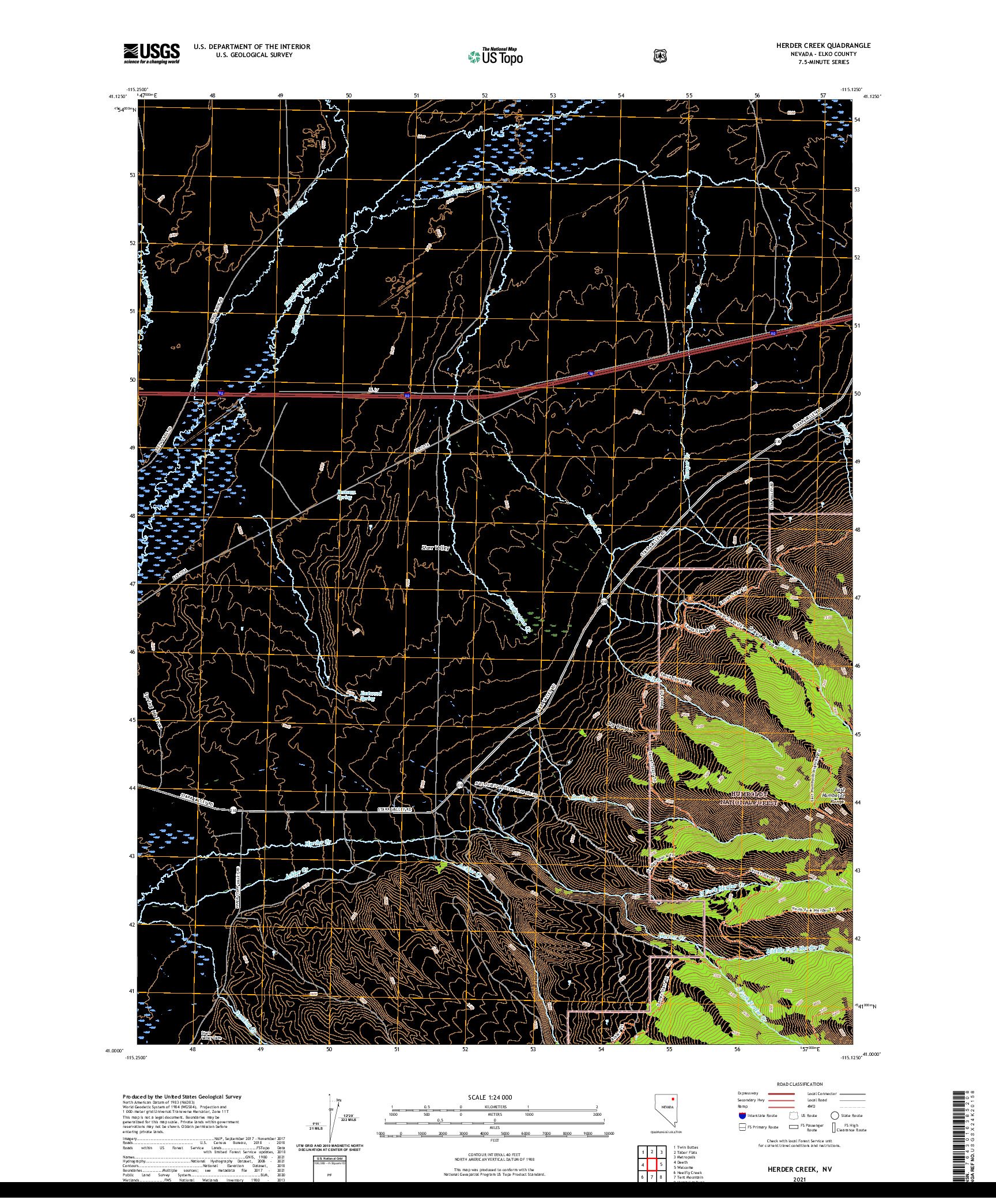 US TOPO 7.5-MINUTE MAP FOR HERDER CREEK, NV