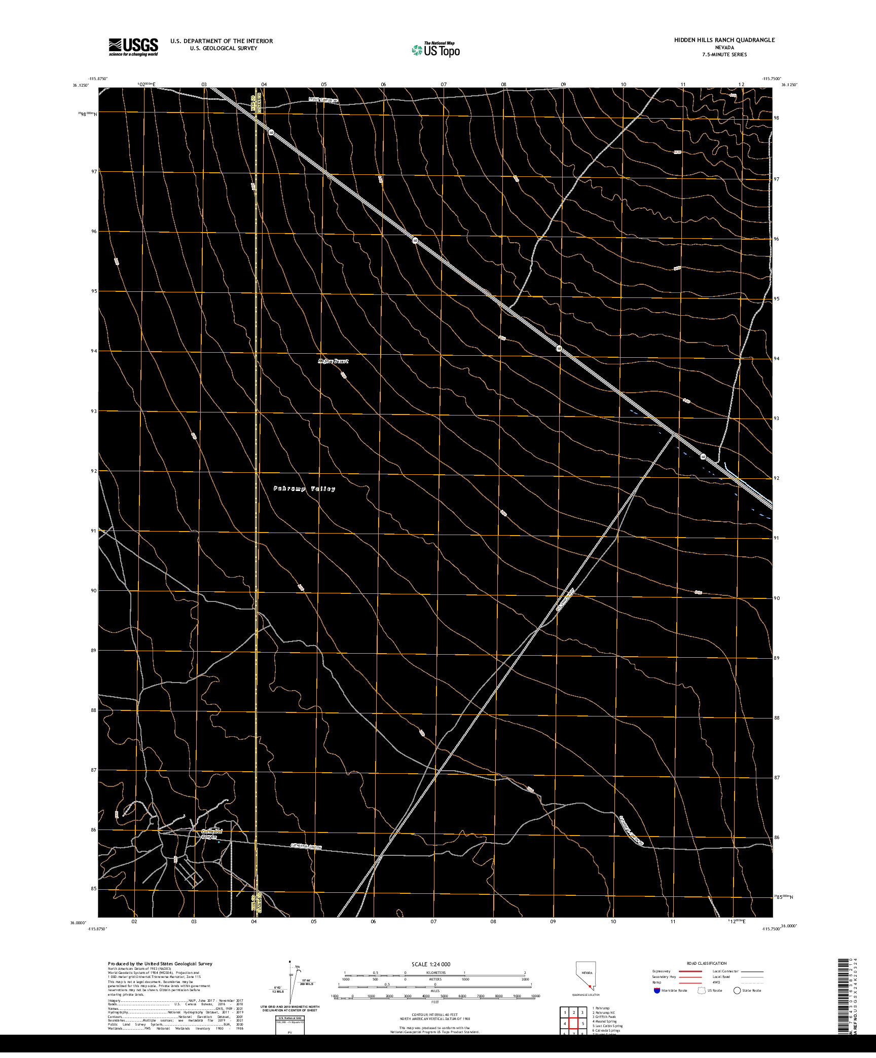 US TOPO 7.5-MINUTE MAP FOR HIDDEN HILLS RANCH, NV