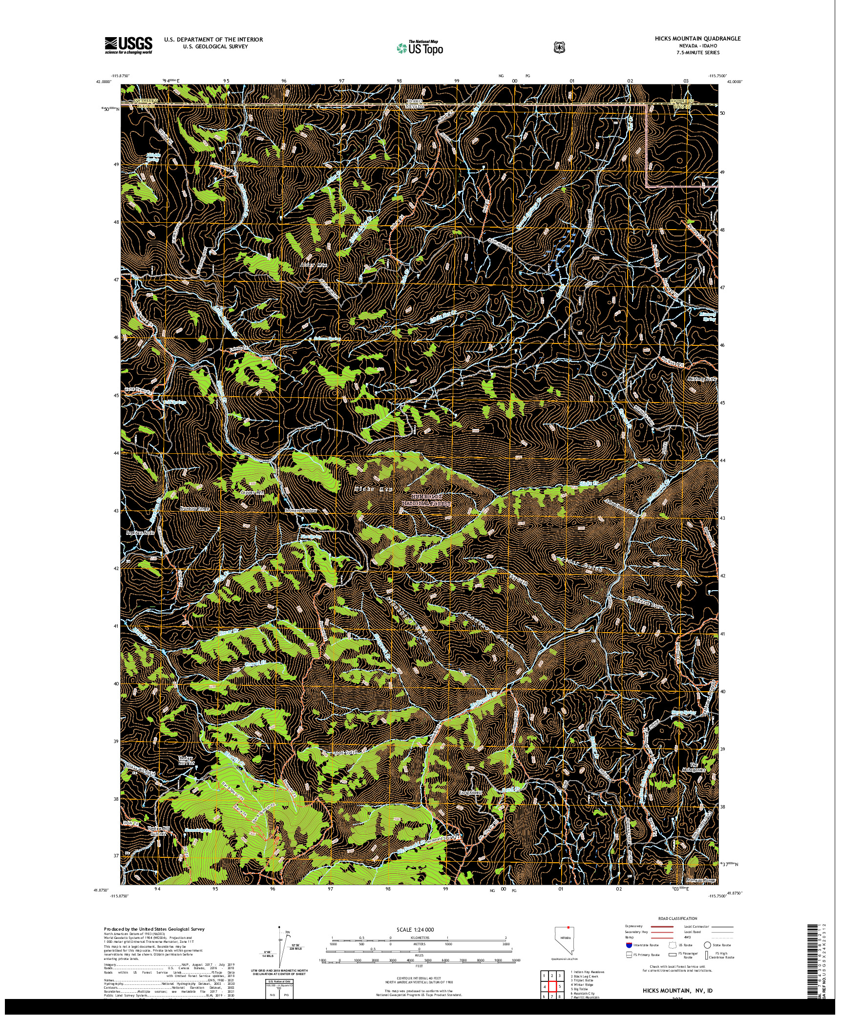 US TOPO 7.5-MINUTE MAP FOR HICKS MOUNTAIN, NV,ID