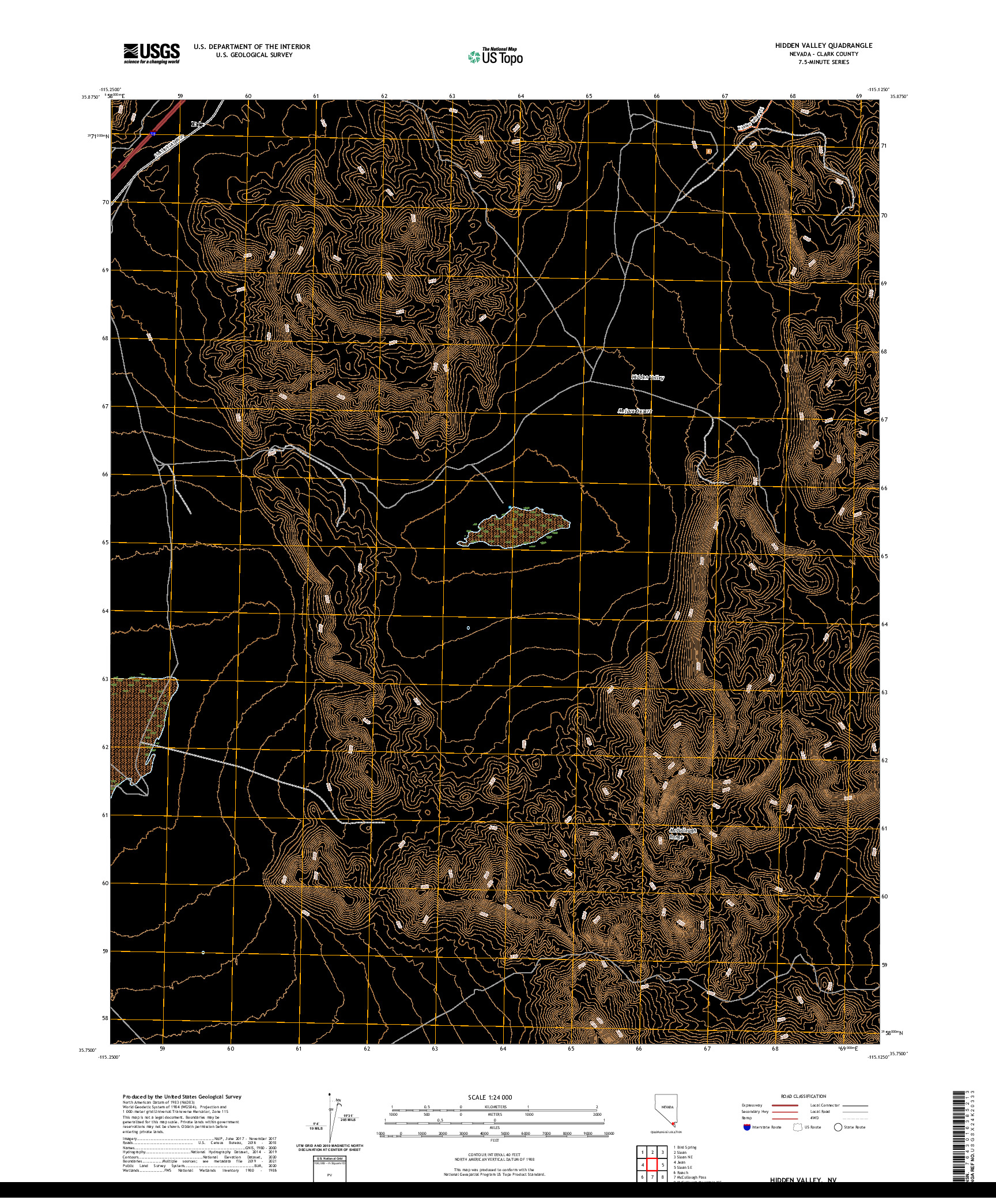 US TOPO 7.5-MINUTE MAP FOR HIDDEN VALLEY, NV