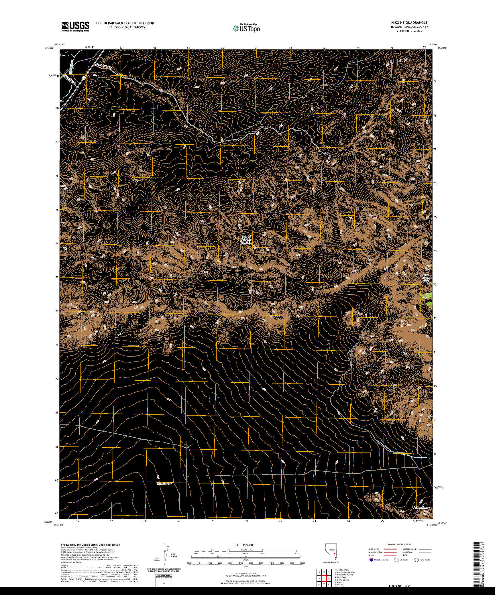 US TOPO 7.5-MINUTE MAP FOR HIKO NE, NV