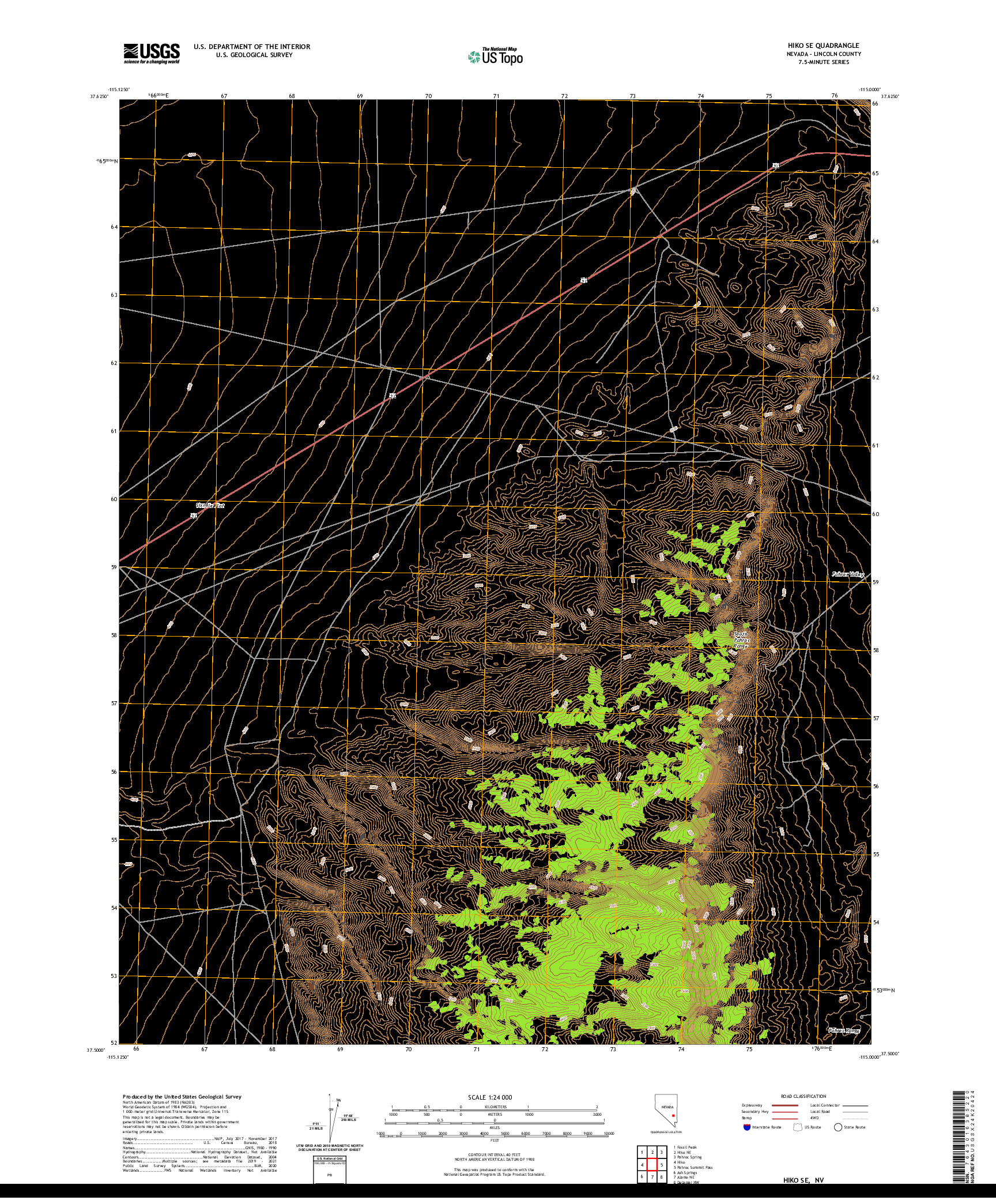 US TOPO 7.5-MINUTE MAP FOR HIKO SE, NV