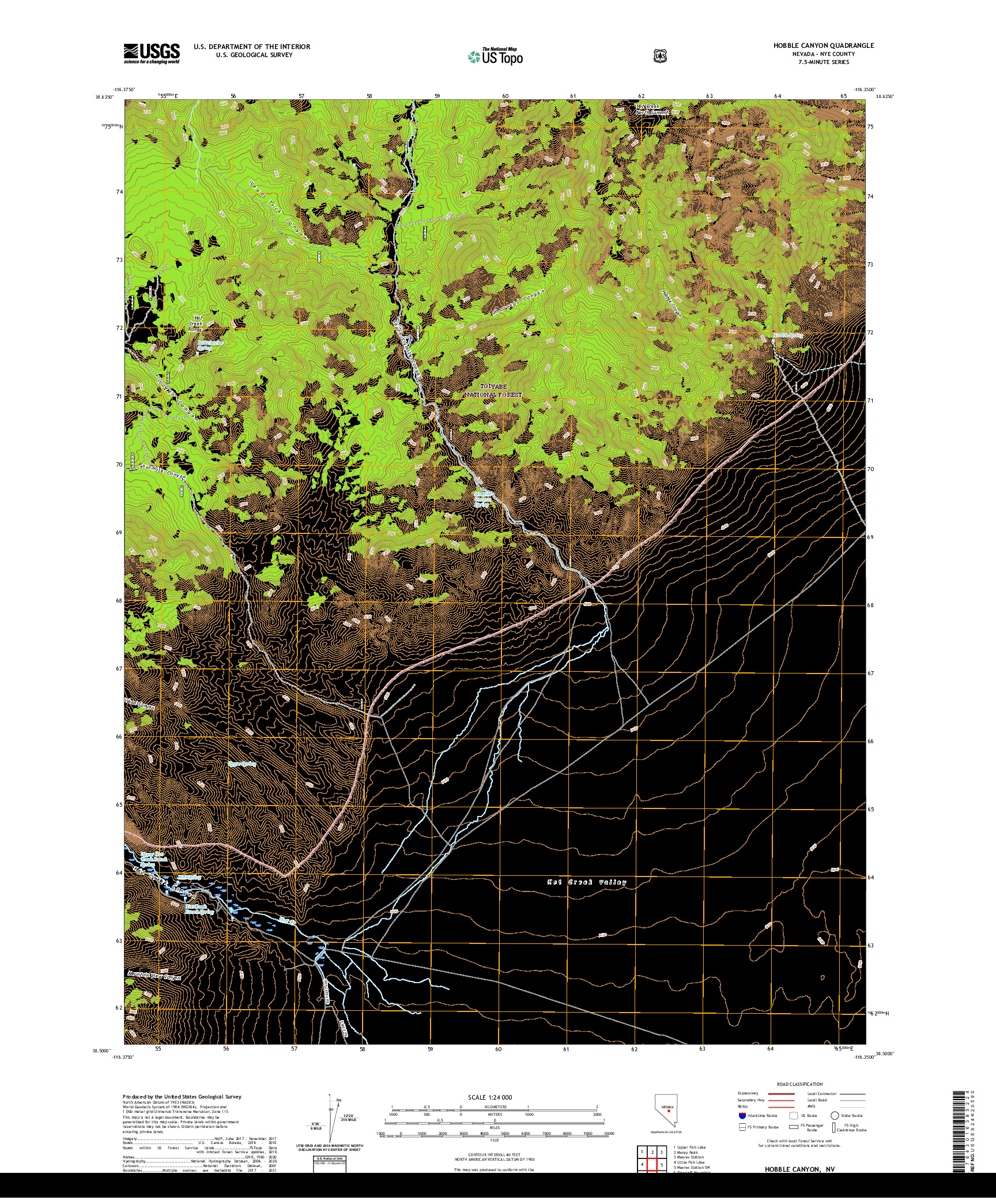 US TOPO 7.5-MINUTE MAP FOR HOBBLE CANYON, NV