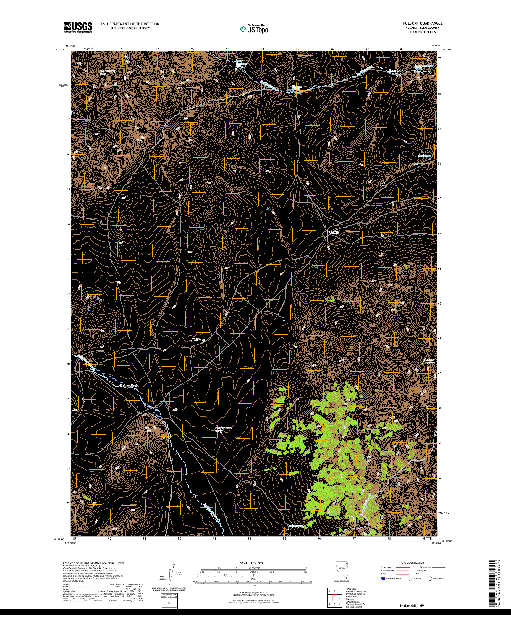 US TOPO 7.5-MINUTE MAP FOR HOLBORN, NV