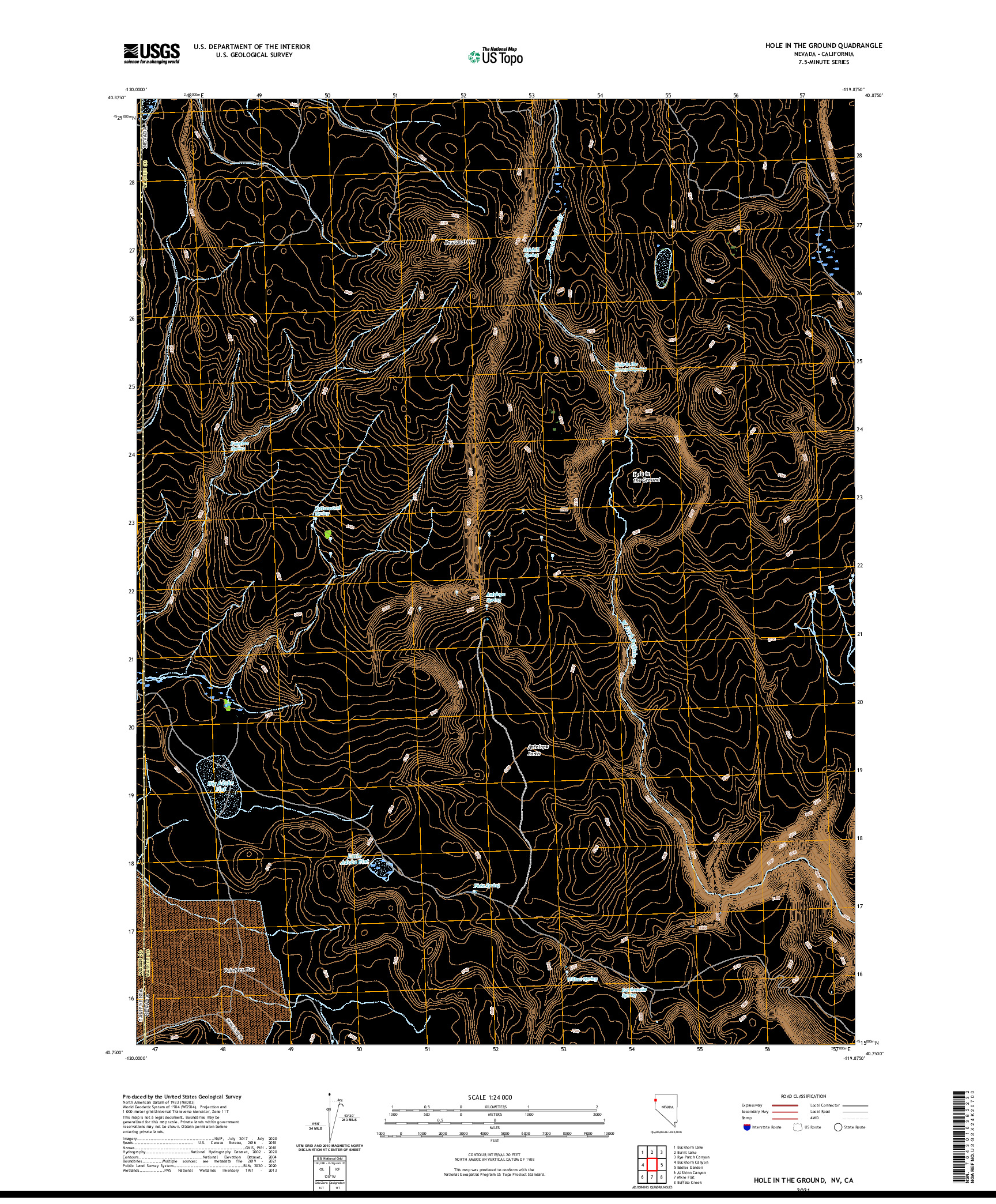 US TOPO 7.5-MINUTE MAP FOR HOLE IN THE GROUND, NV,CA