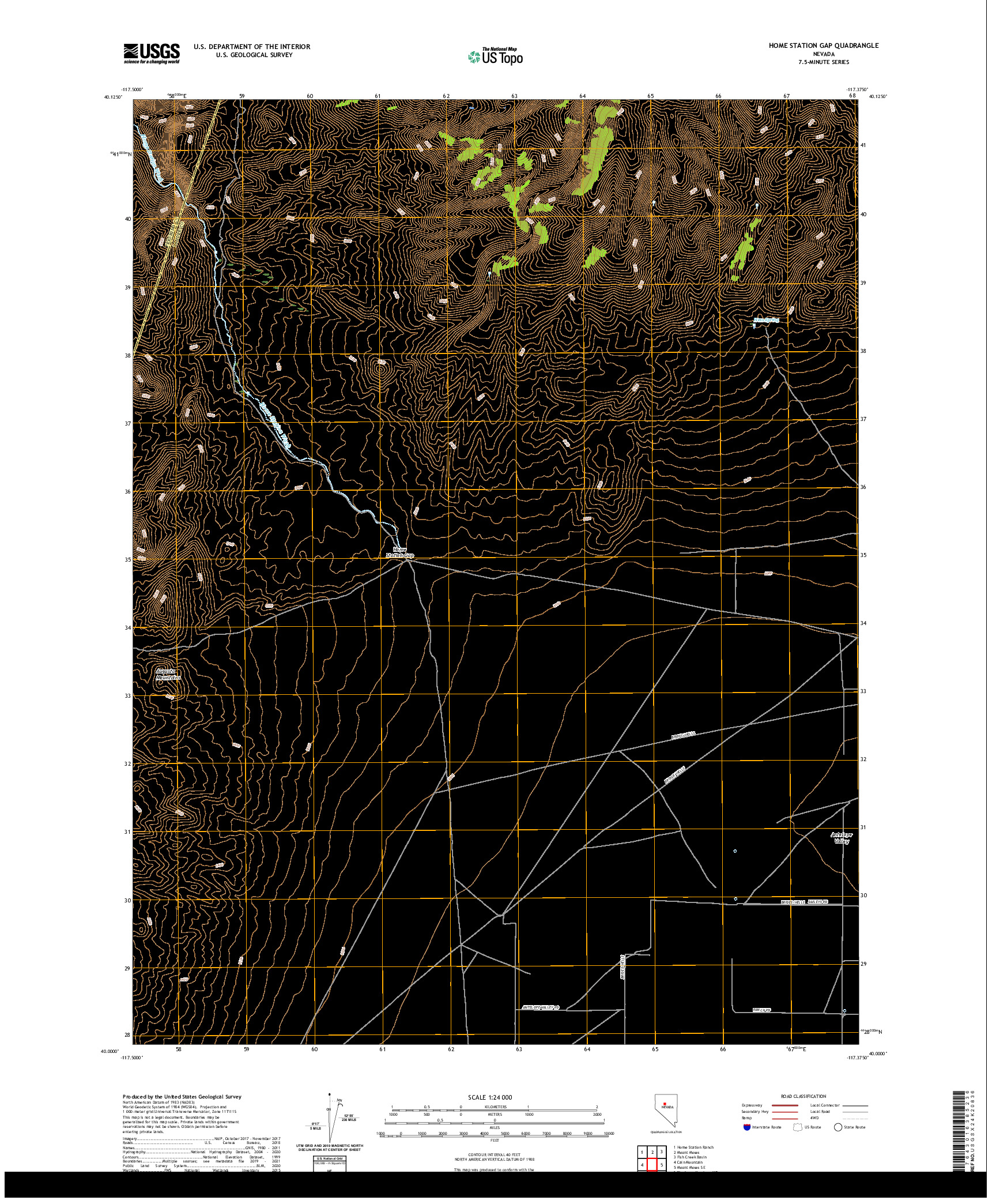 US TOPO 7.5-MINUTE MAP FOR HOME STATION GAP, NV