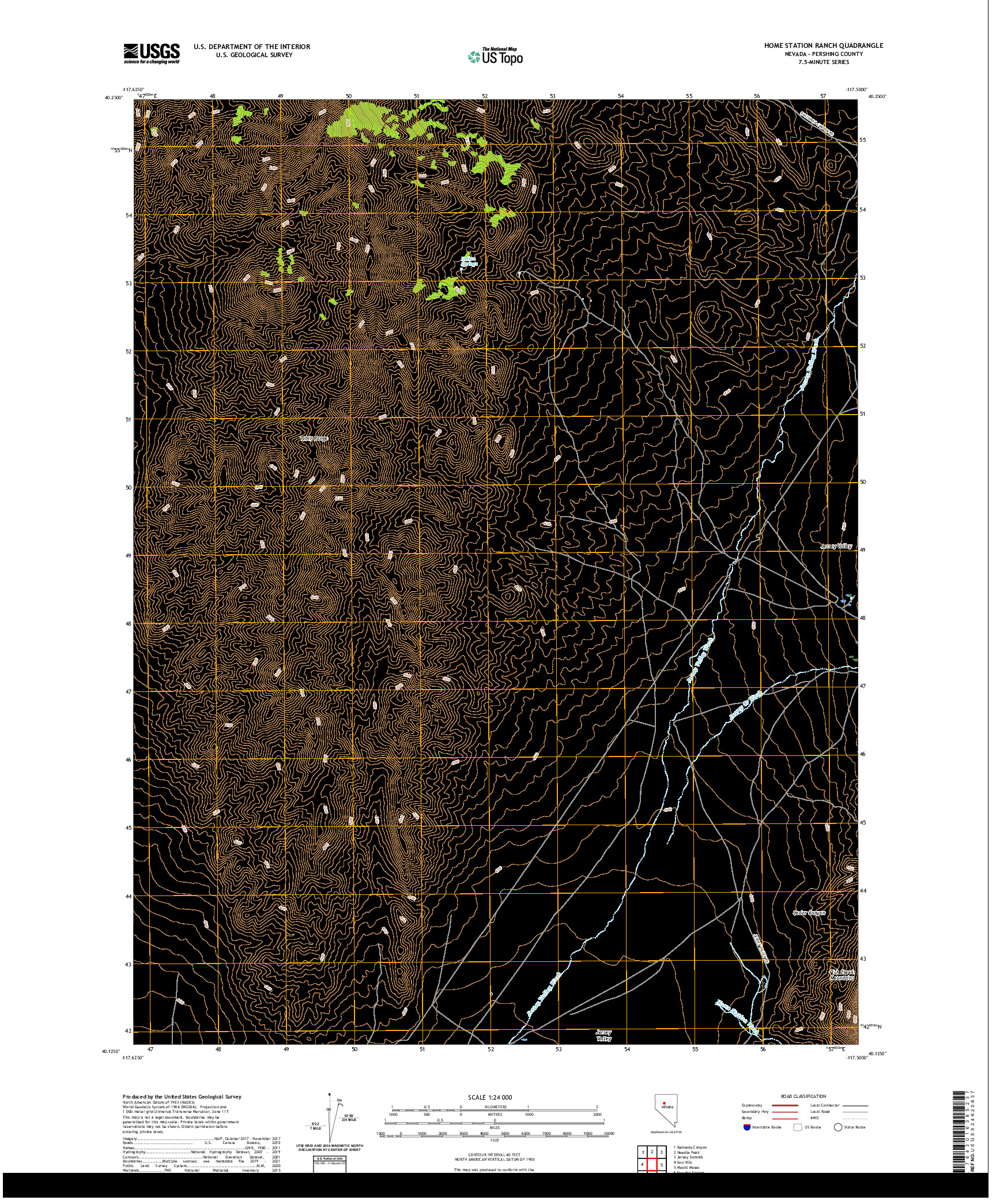 US TOPO 7.5-MINUTE MAP FOR HOME STATION RANCH, NV