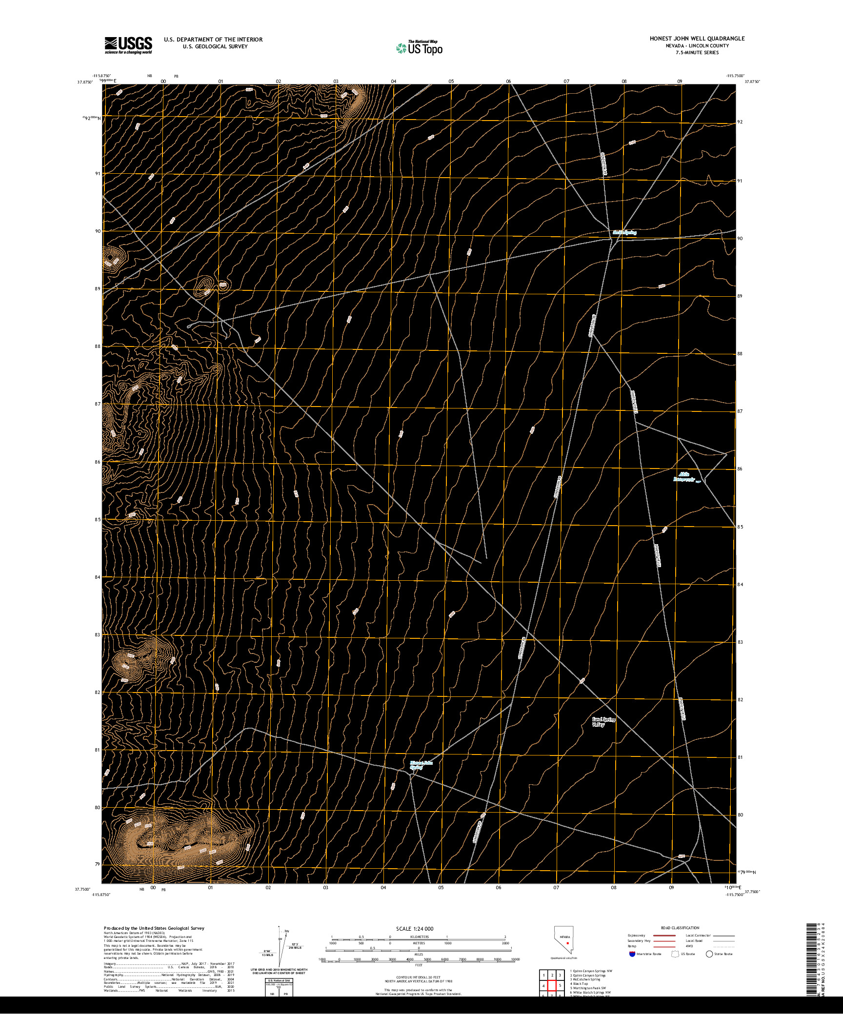 US TOPO 7.5-MINUTE MAP FOR HONEST JOHN WELL, NV