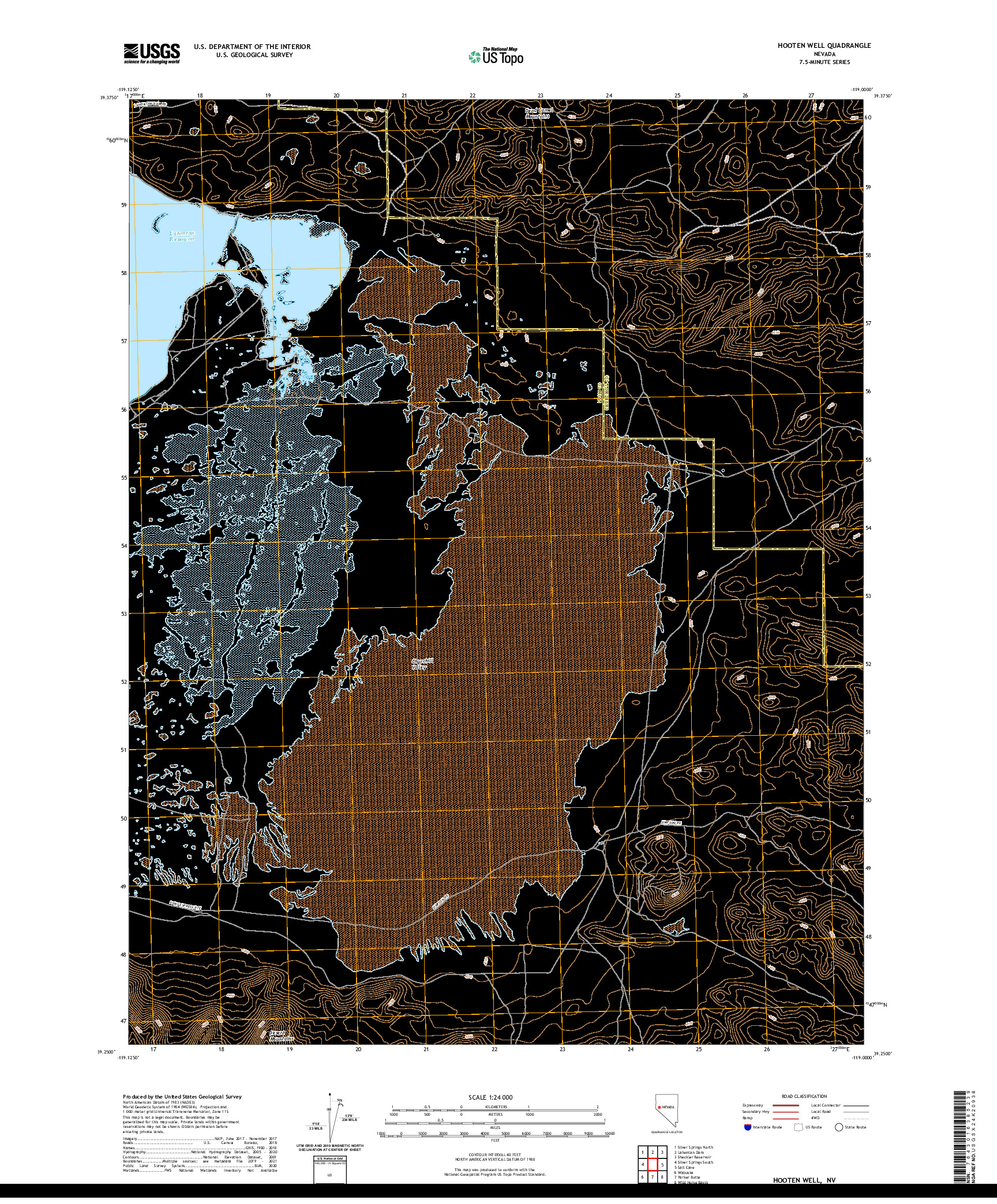 US TOPO 7.5-MINUTE MAP FOR HOOTEN WELL, NV